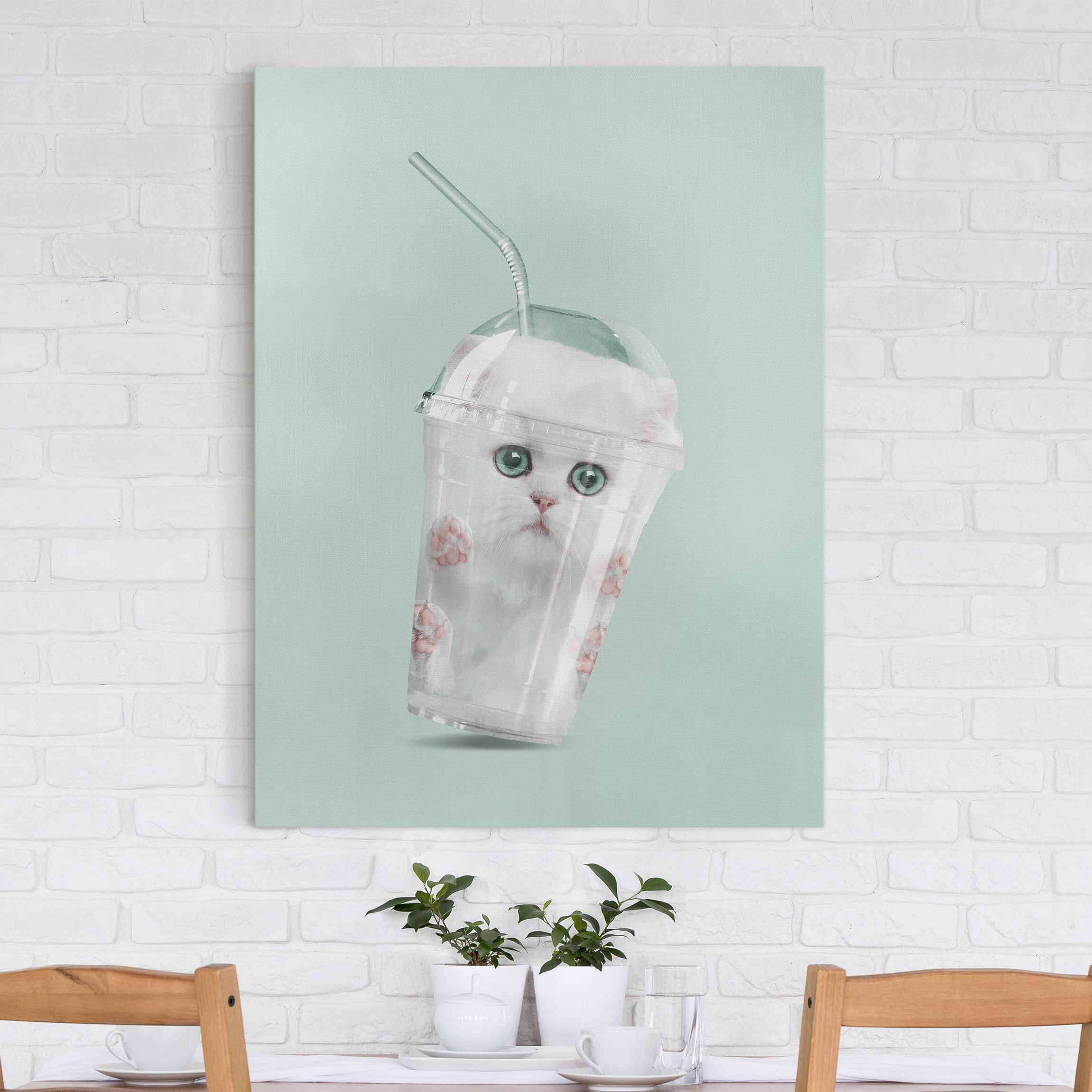 Leinwandbild Shake mit Katze