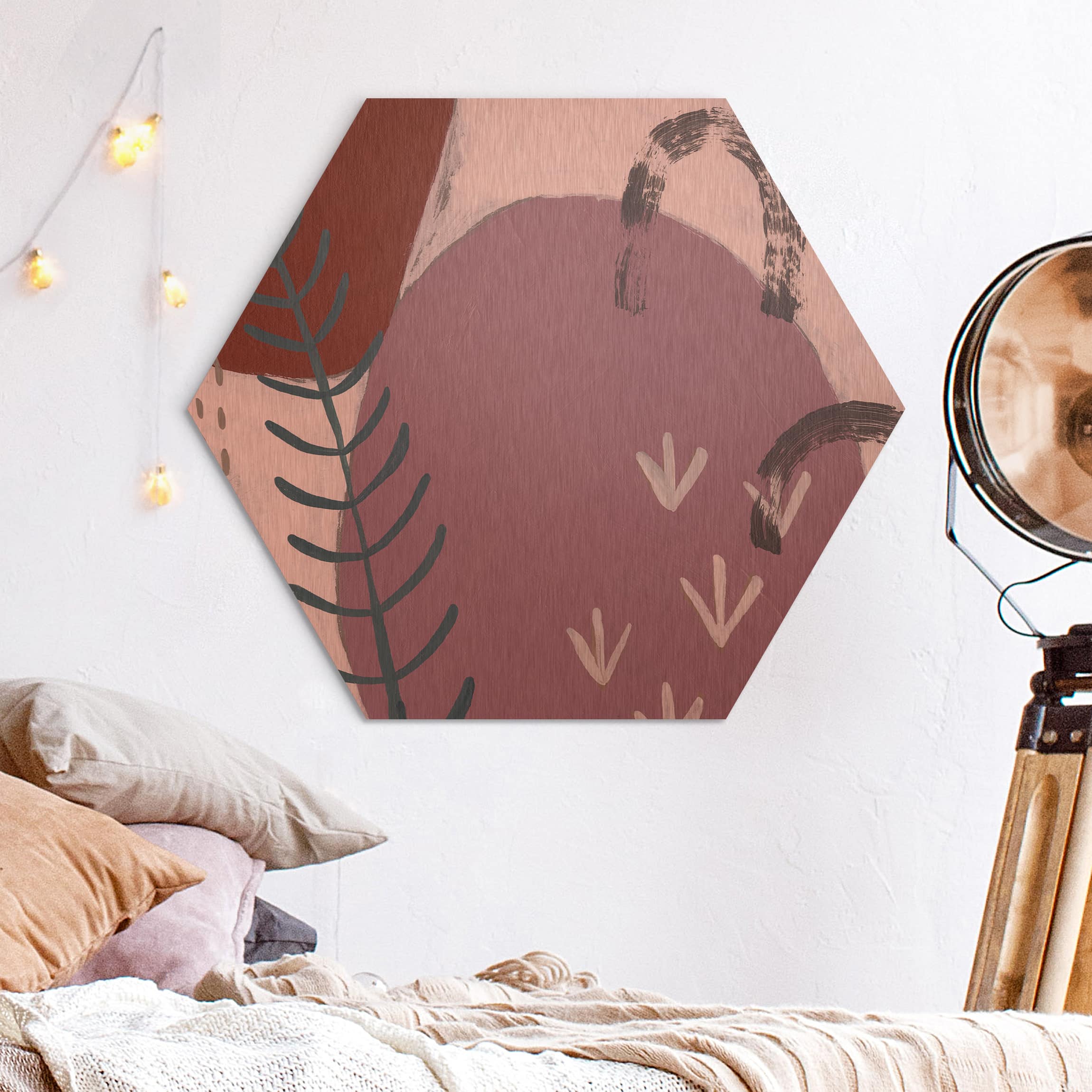 Hexagon-Alu-Dibond Bild Karneval der Formen in Beere II