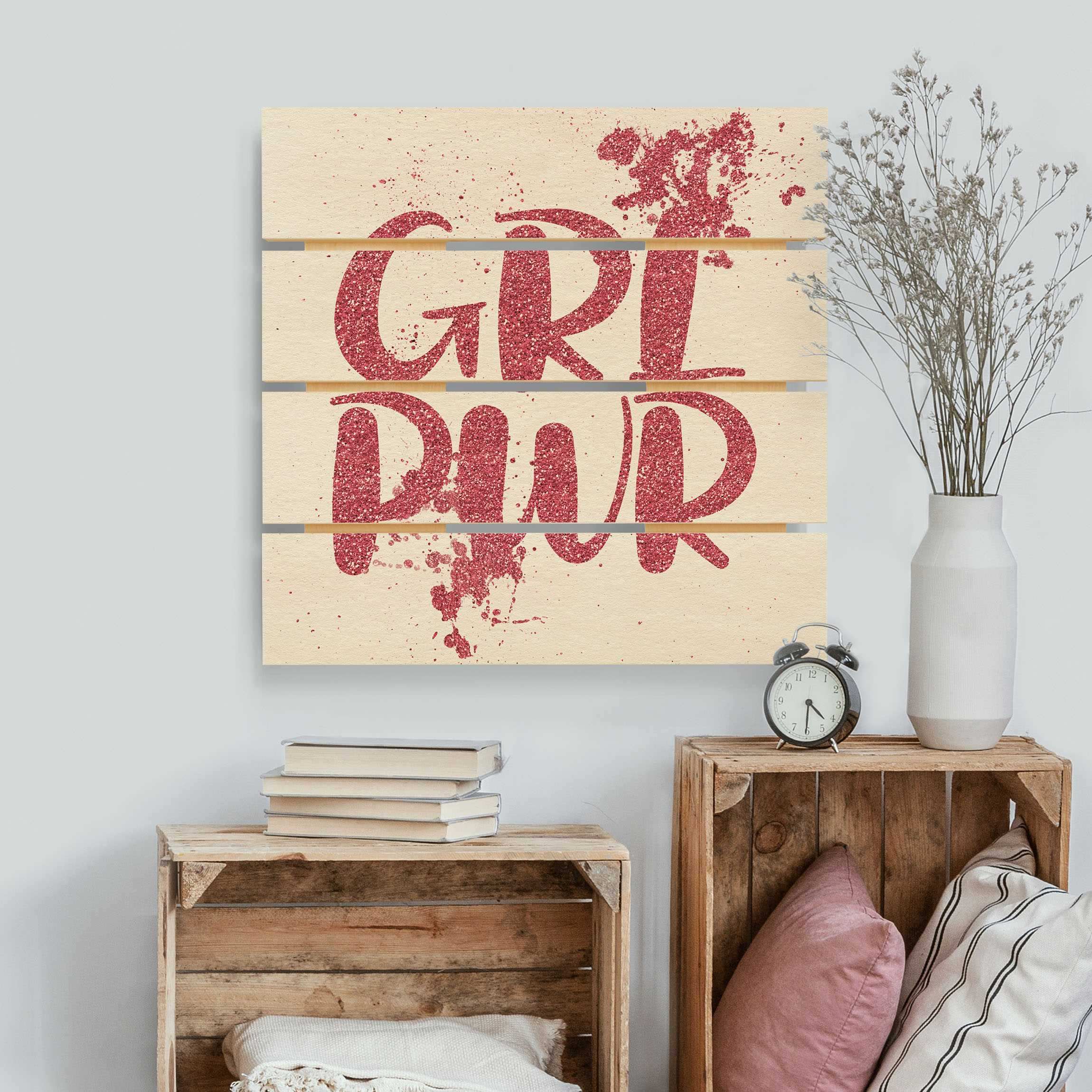 Holzbild Plankenoptik - Quadrat Girl Power