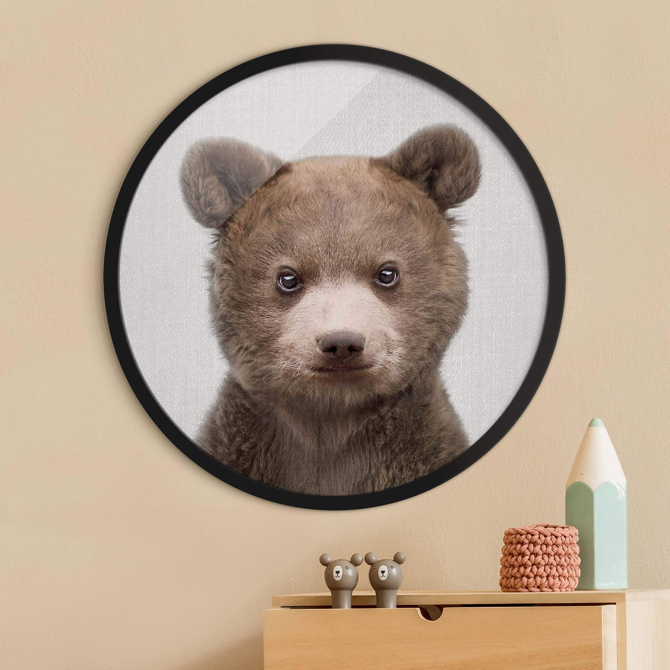 Rundes Gerahmtes Bild Baby Bär Bruno
