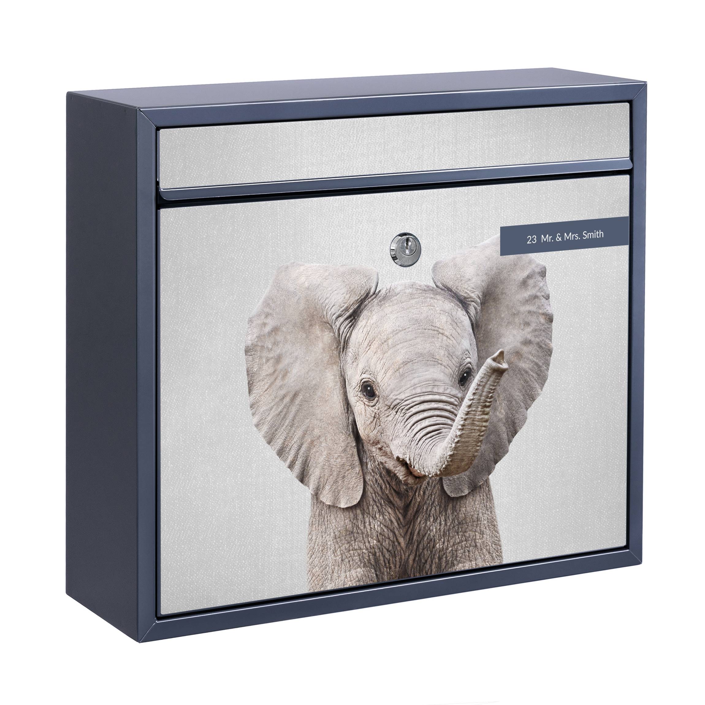 Briefkasten mit eigenem Text Baby Elefant Elsa