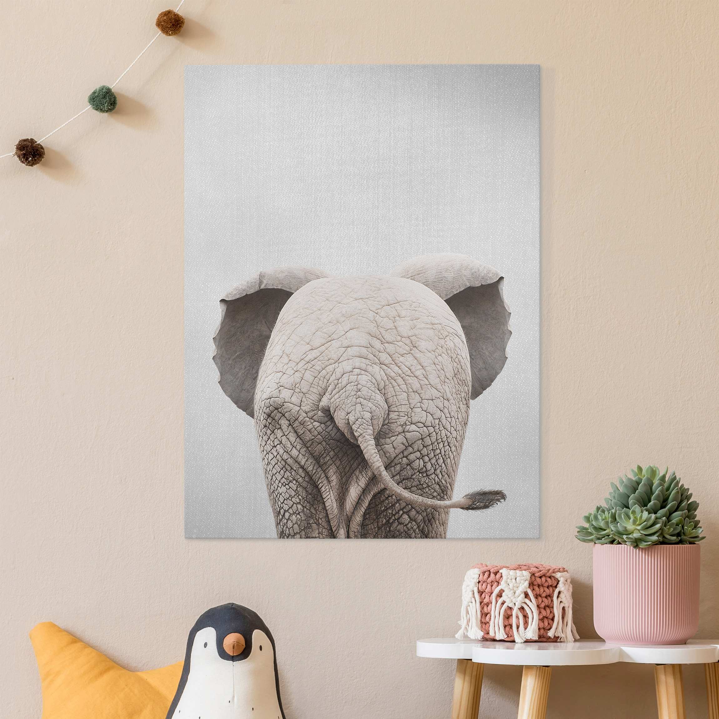 Leinwandbild Baby Elefant von hinten
