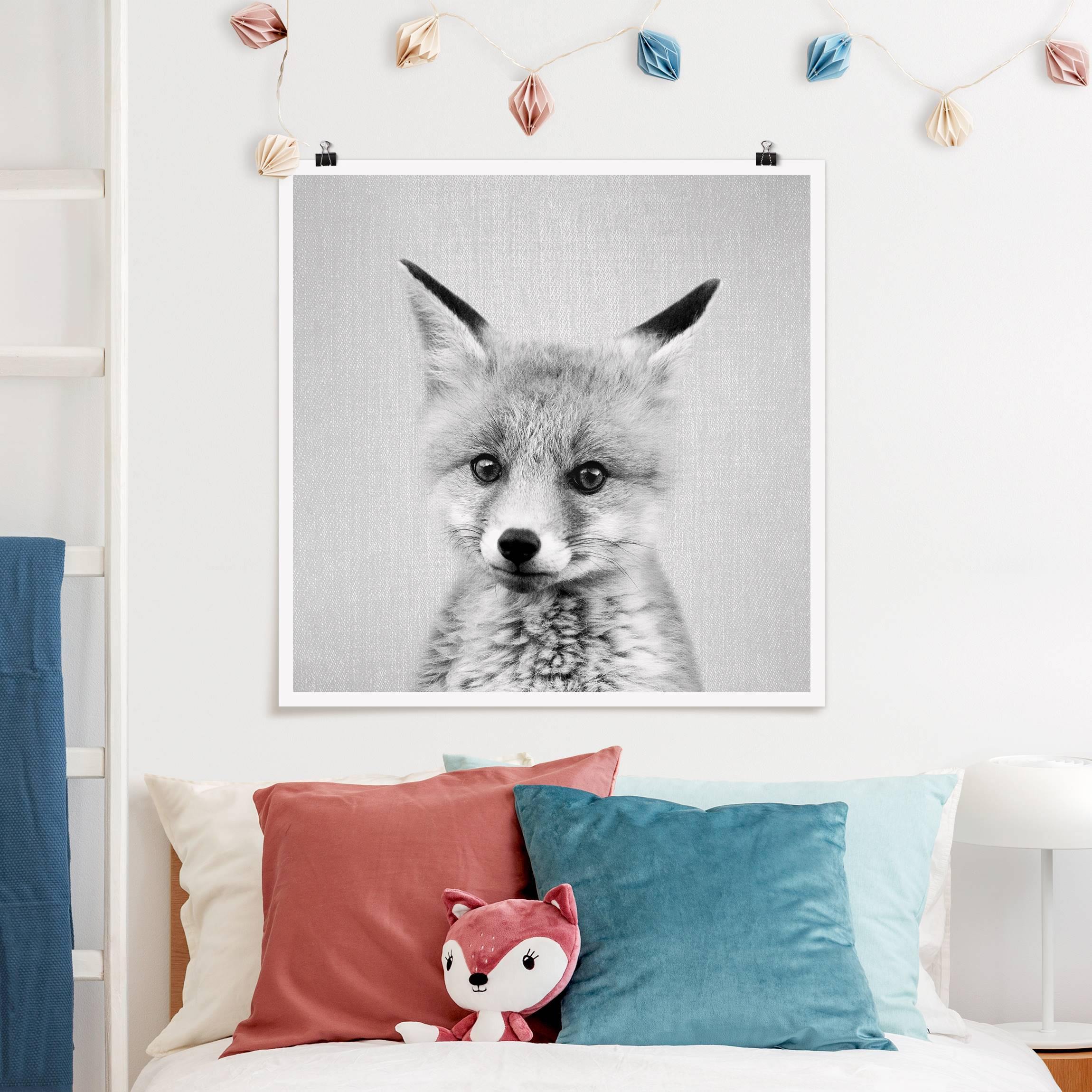 Poster Baby Fuchs Fritz Schwarz Weiß