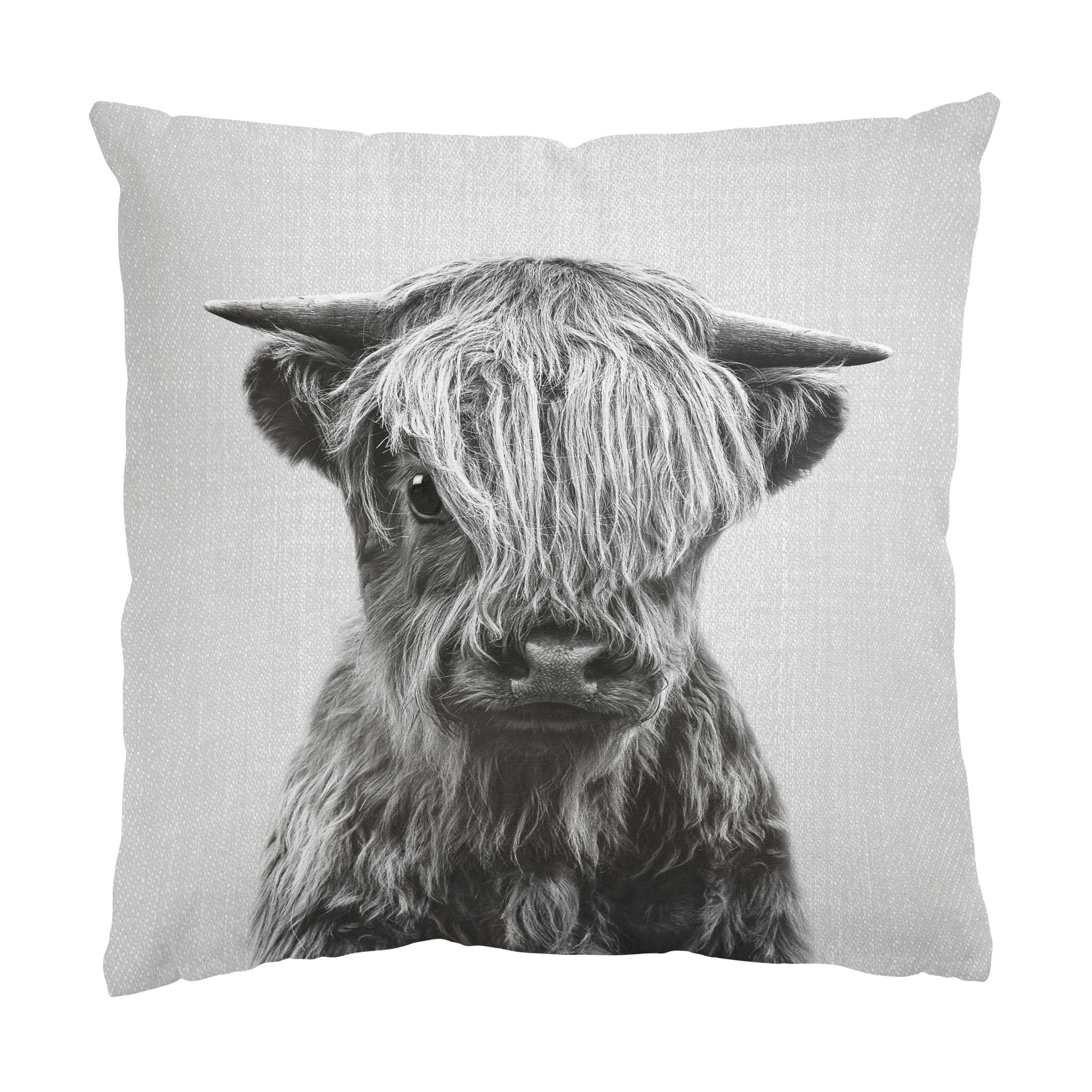 Dekokissen Baby Hochlandrind Henri Schwarz Weiß