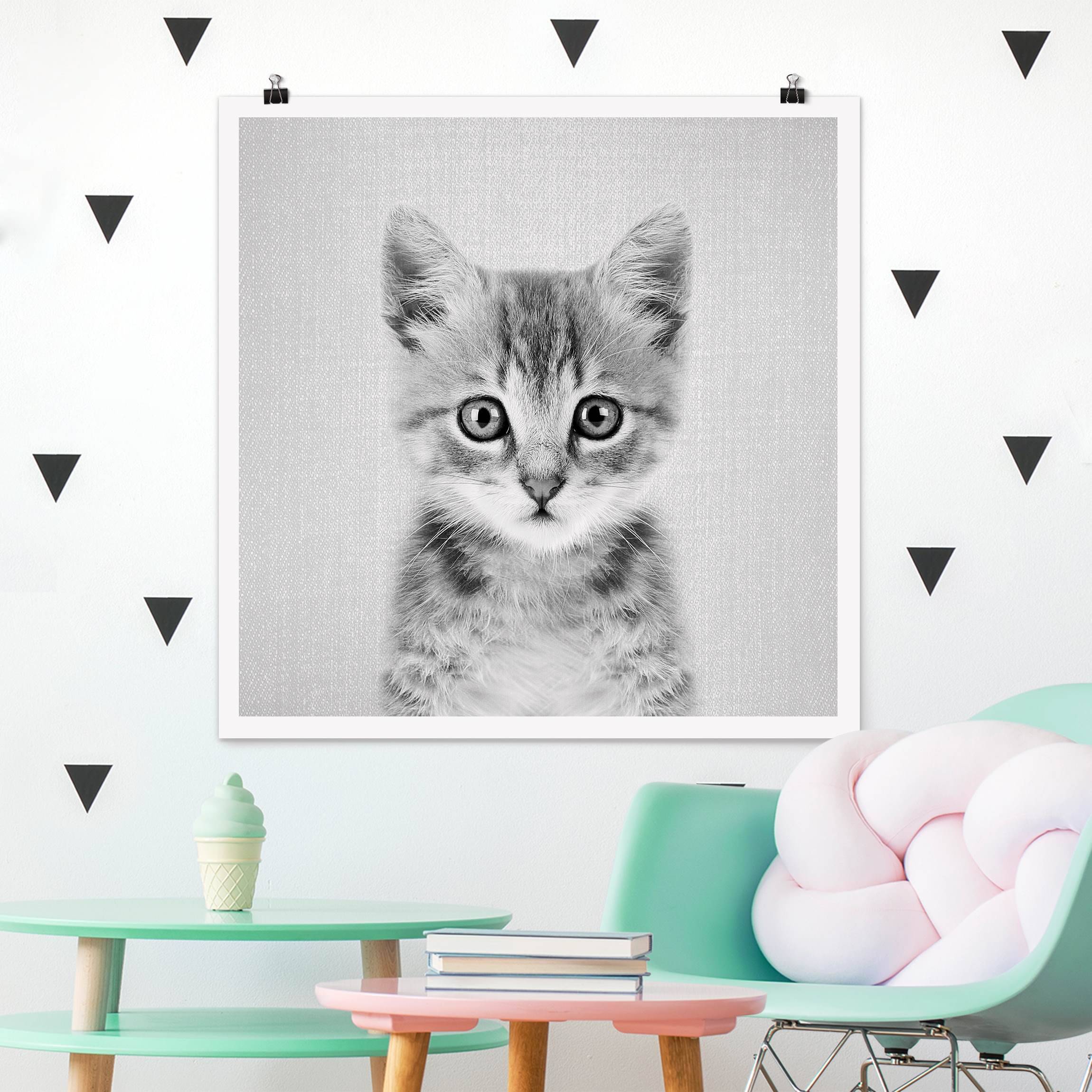 Poster Baby Katze Killi Schwarz Weiß