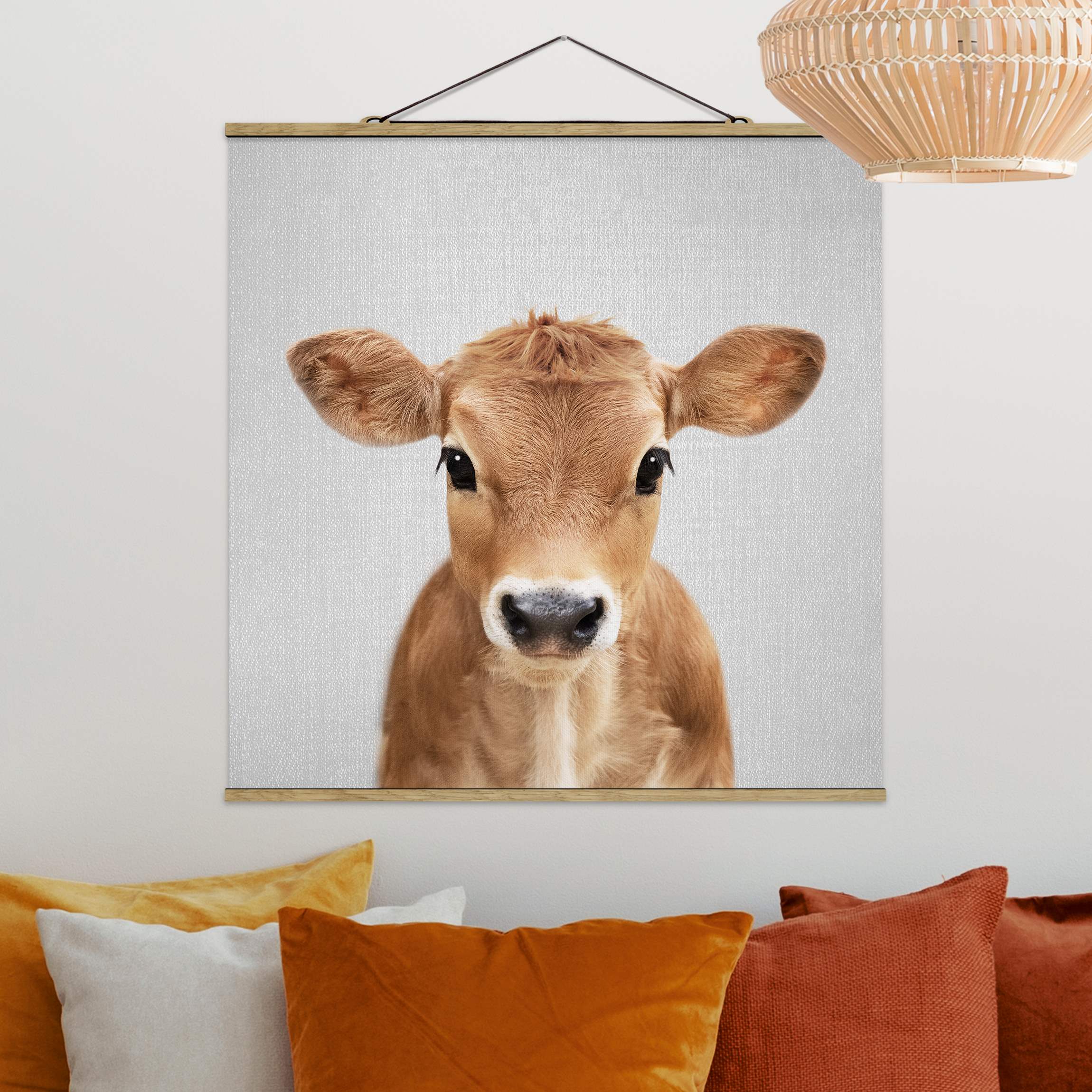 Stoffbild Baby Kuh Kira