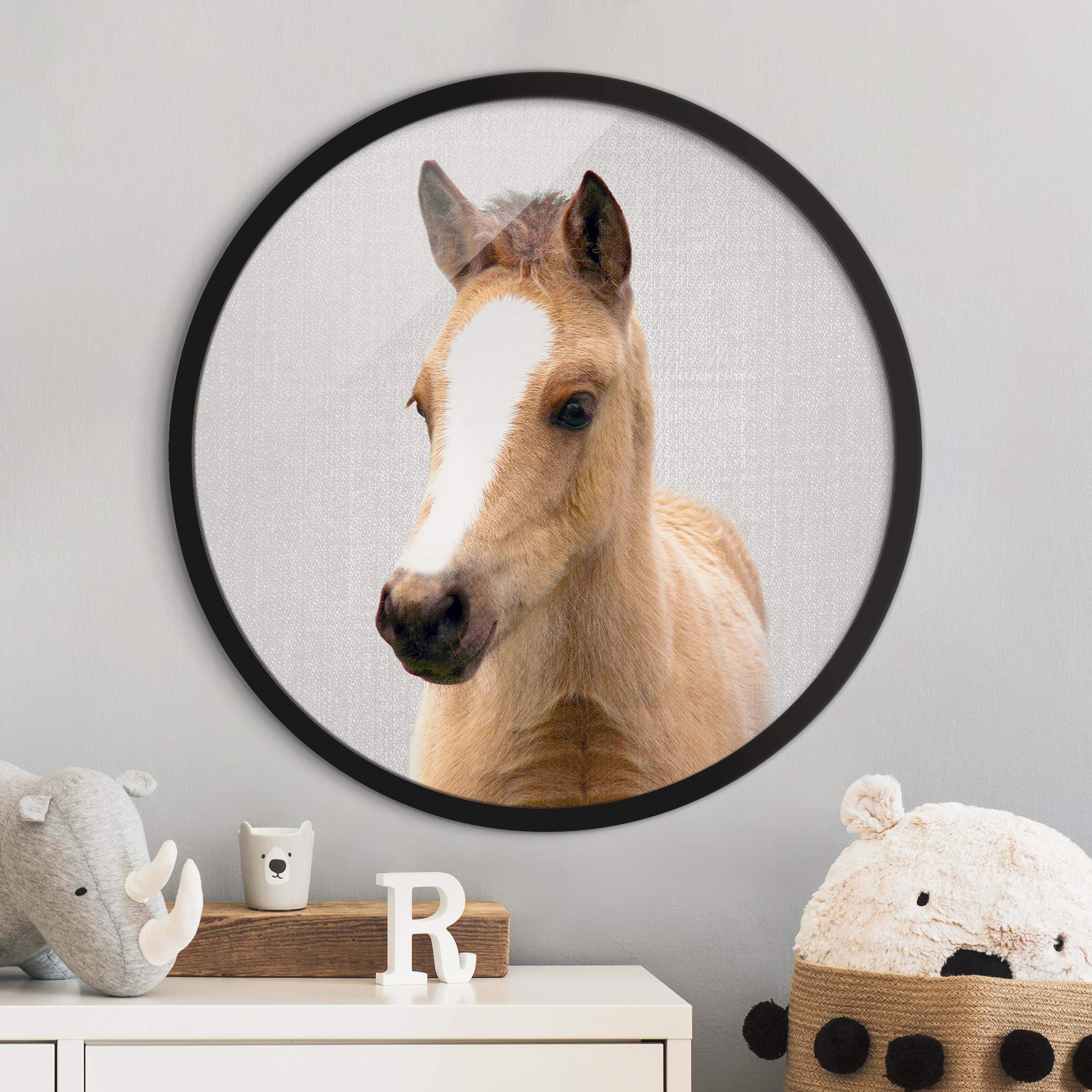 Rundes Gerahmtes Bild Baby Pferd Philipp