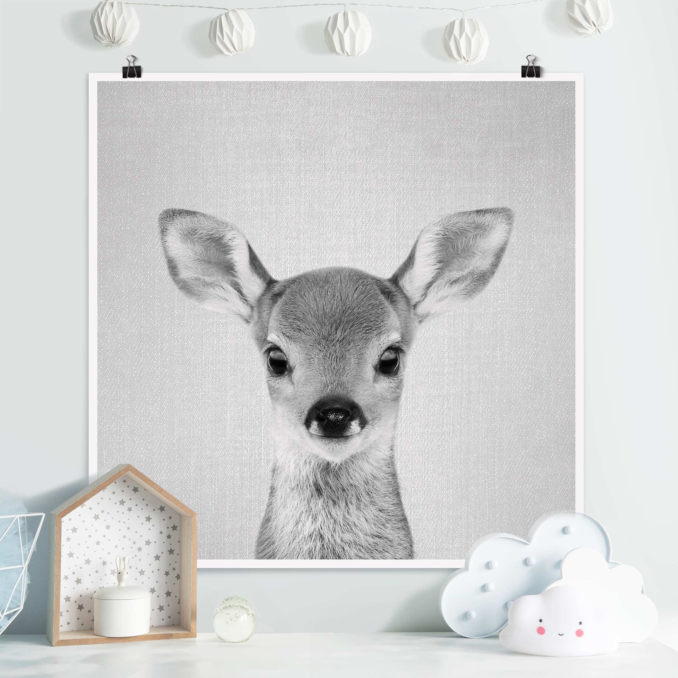 Poster Baby Reh Romy Schwarz Weiß