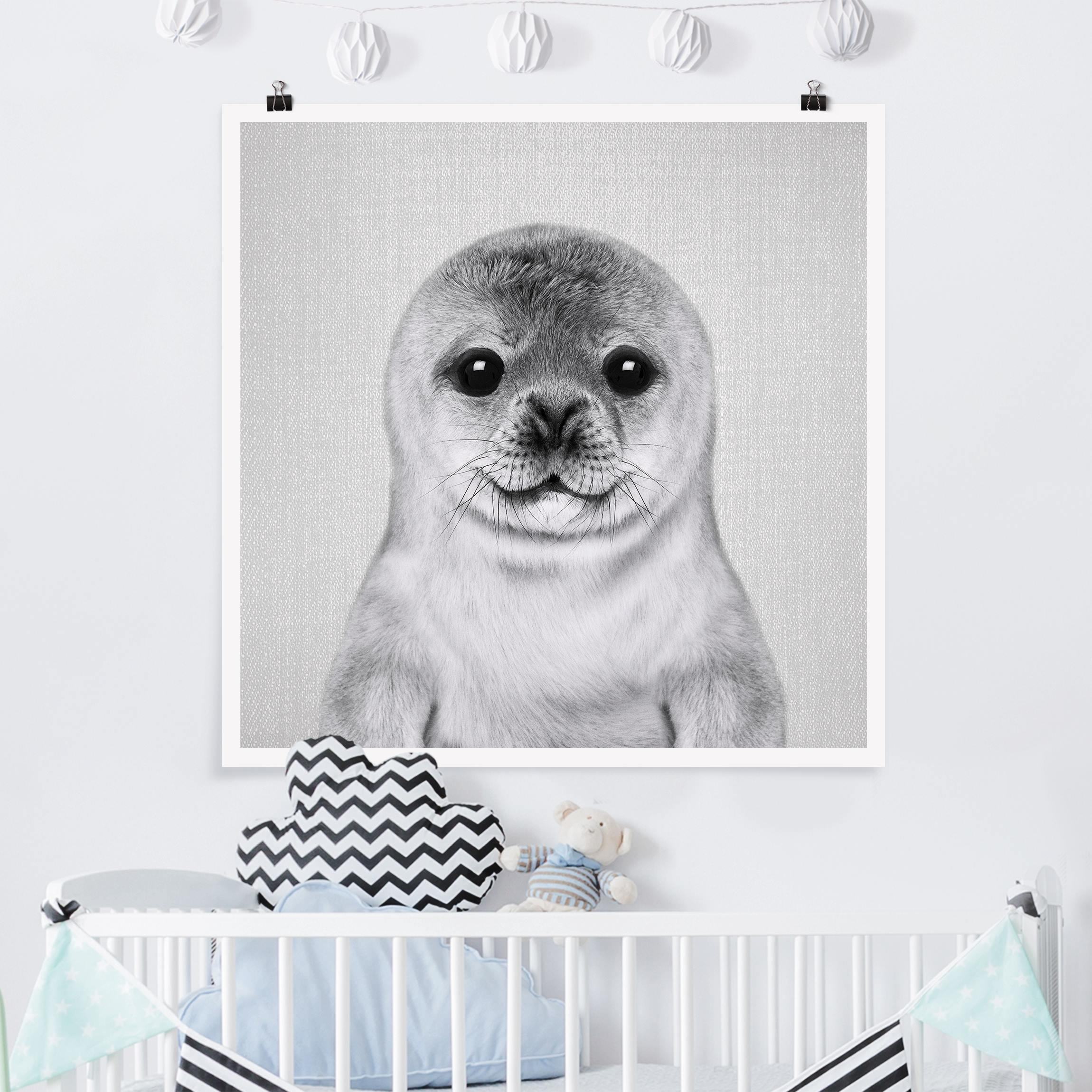 Poster Baby Robbe Ronny Schwarz Weiß