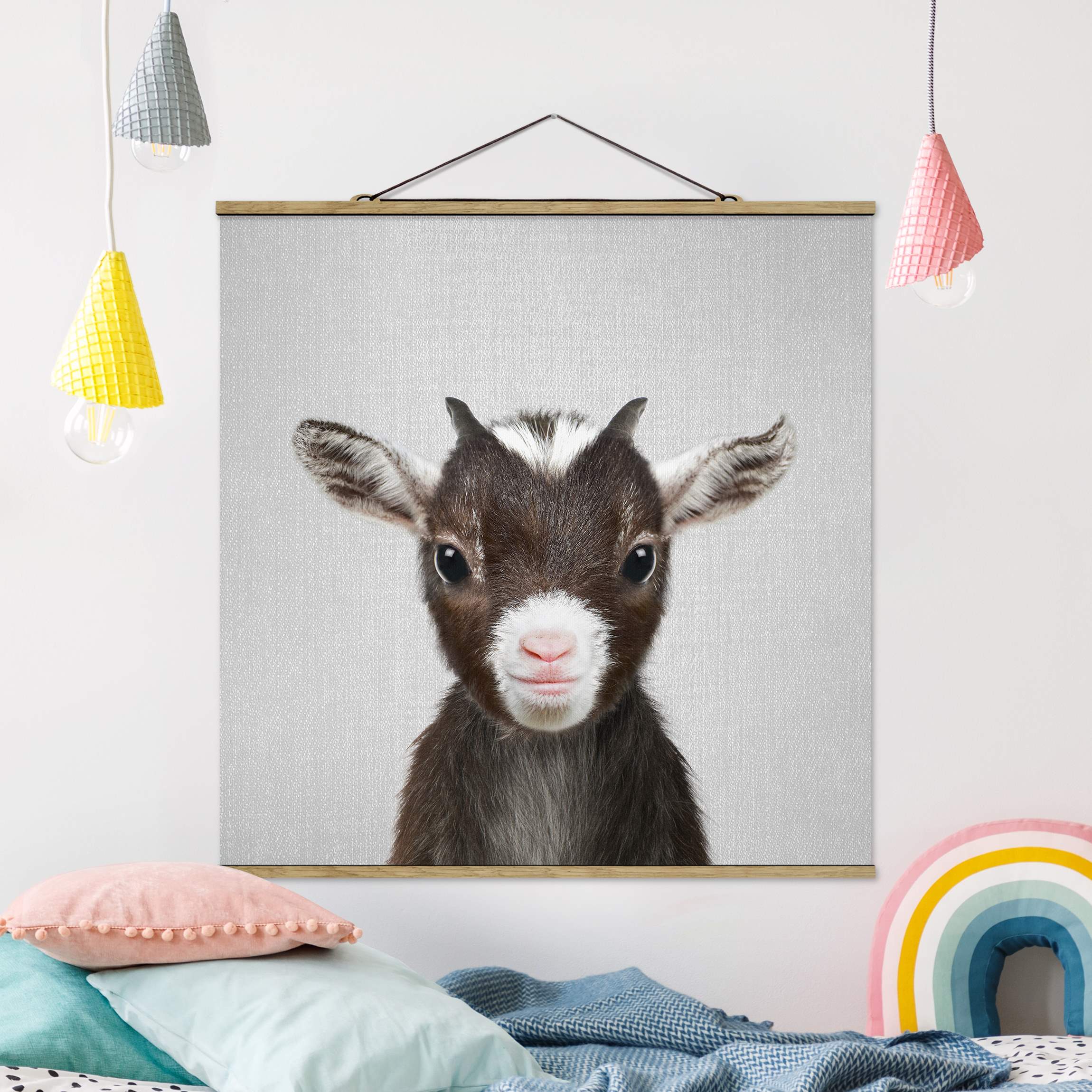 Stoffbild Baby Ziege Zelda