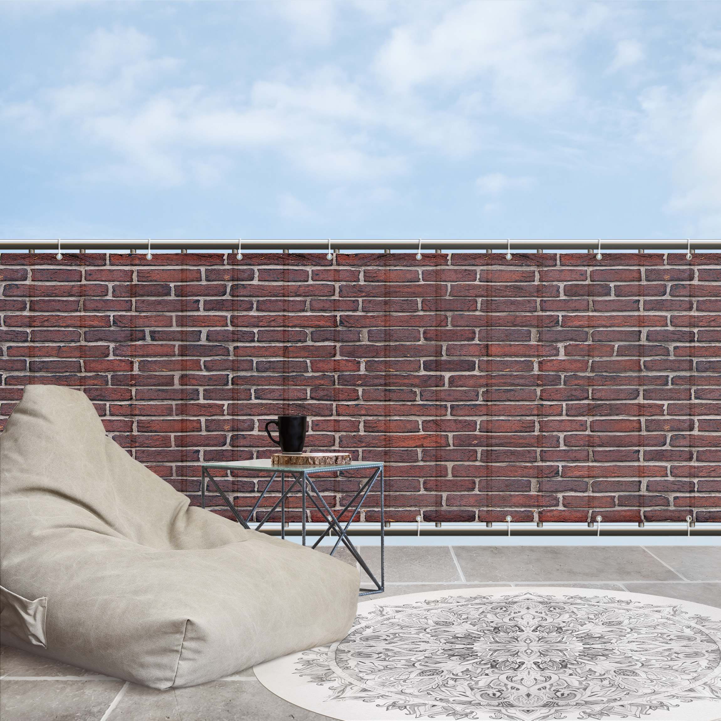 Balkon Sichtschutz Backsteinwand rot