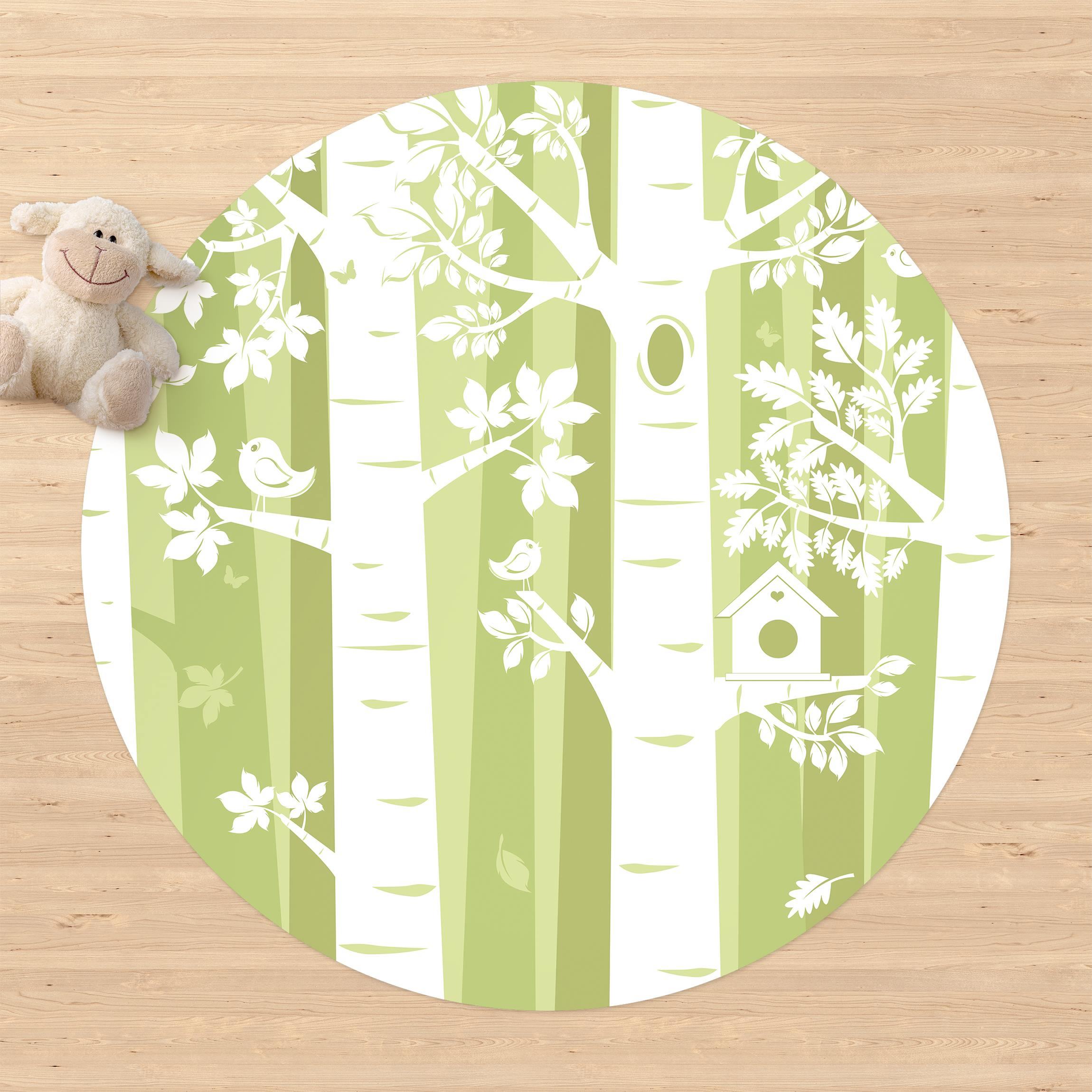 Runder Vinyl-Teppich Bäume im Wald Grün