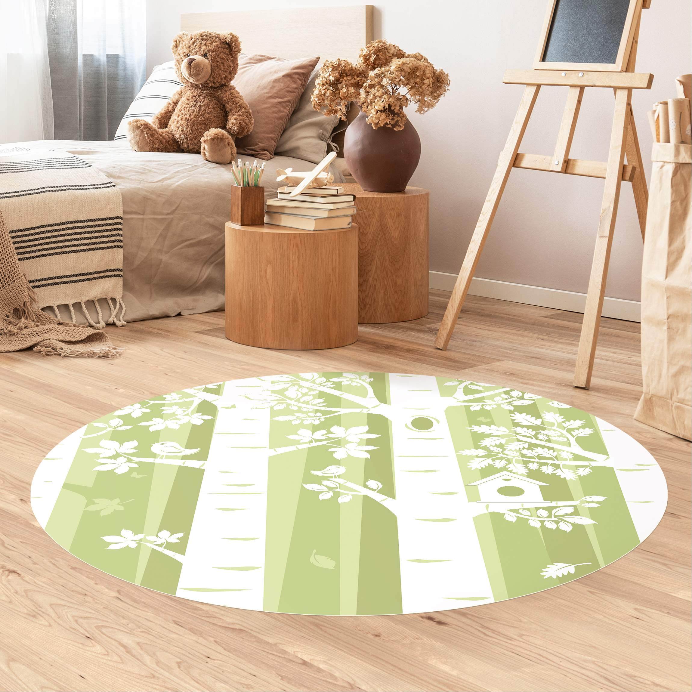 Runder Vinyl-Teppich Bäume im Wald Grün