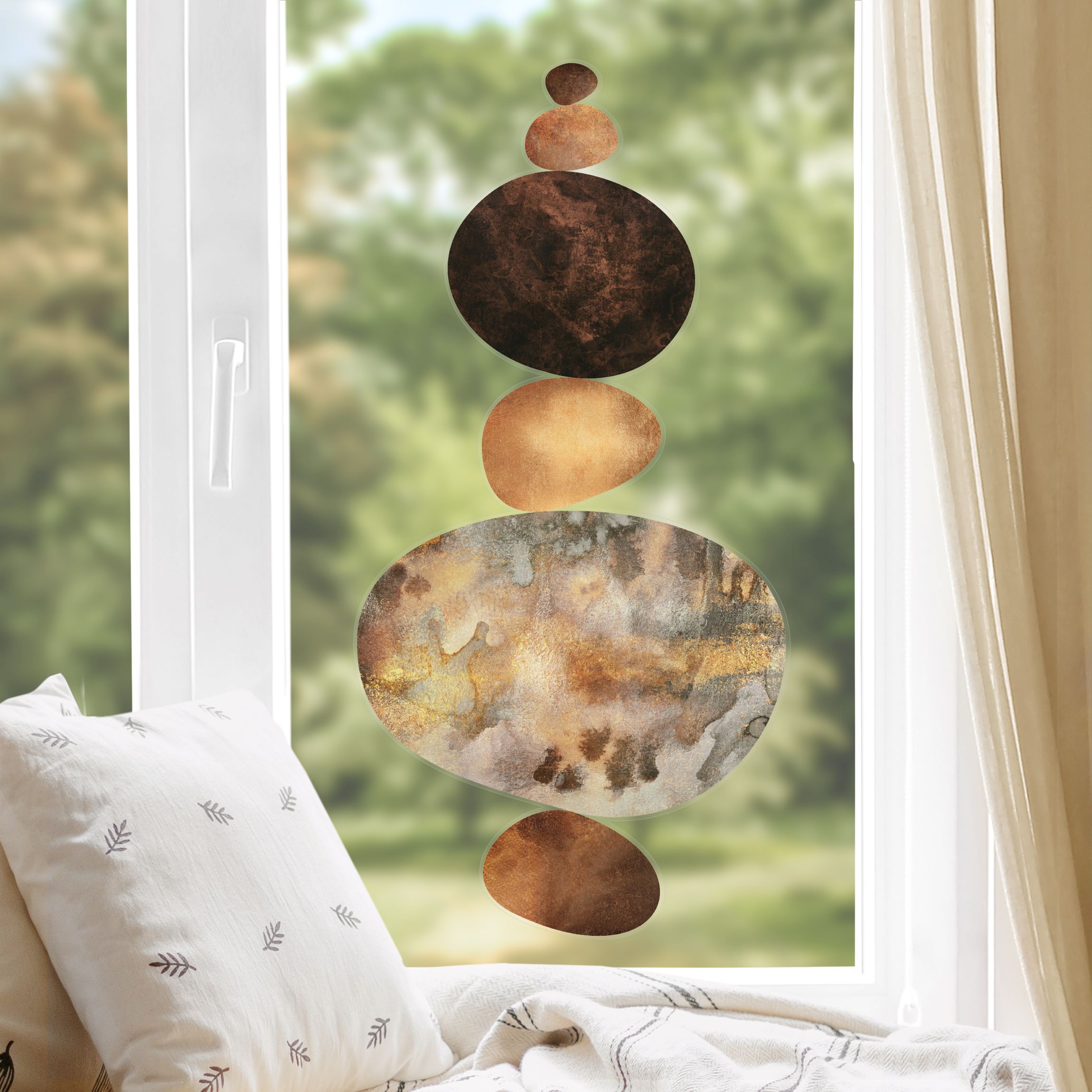 Fensteraufkleber Balance Weiß Gold