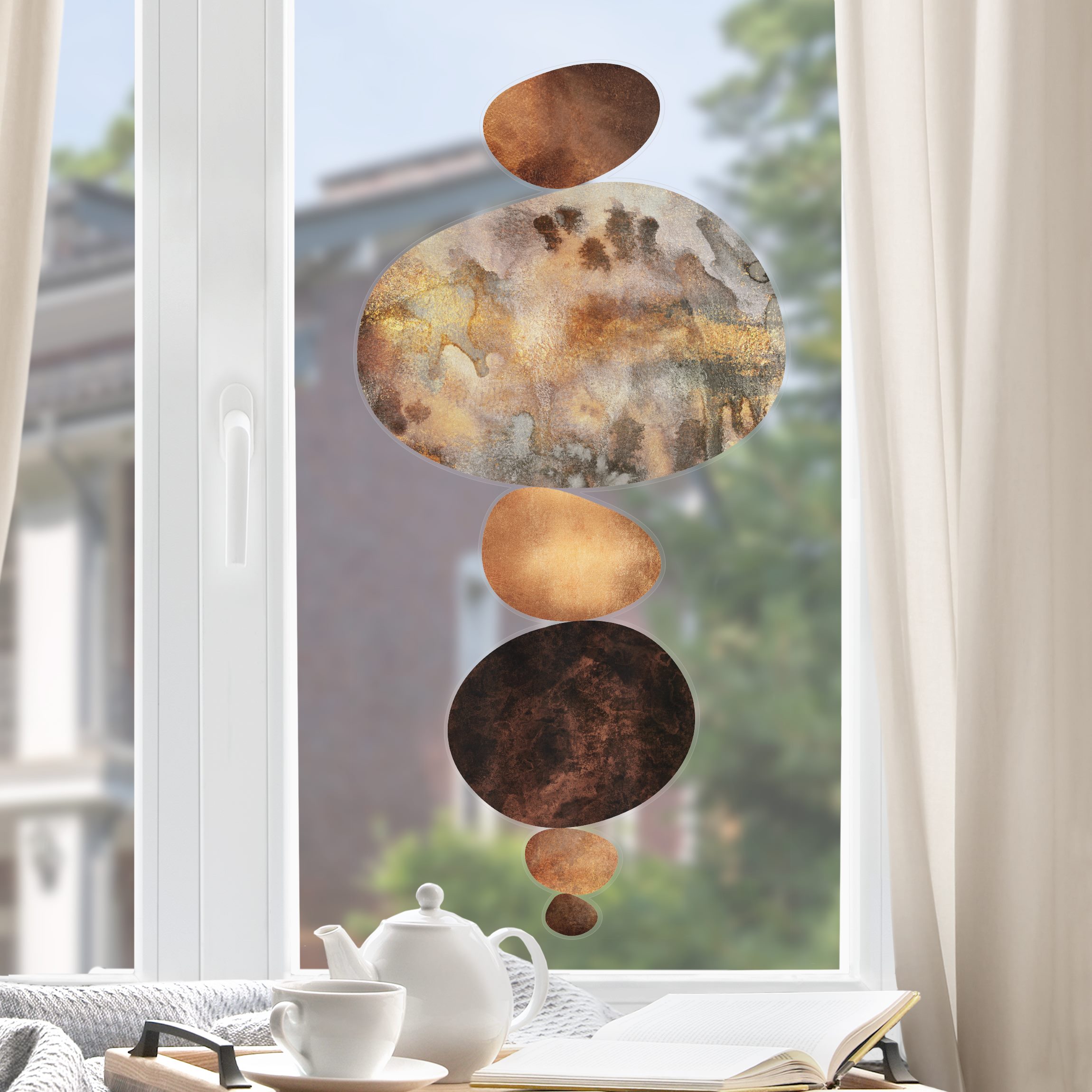 Fensteraufkleber Balance Weiß Gold