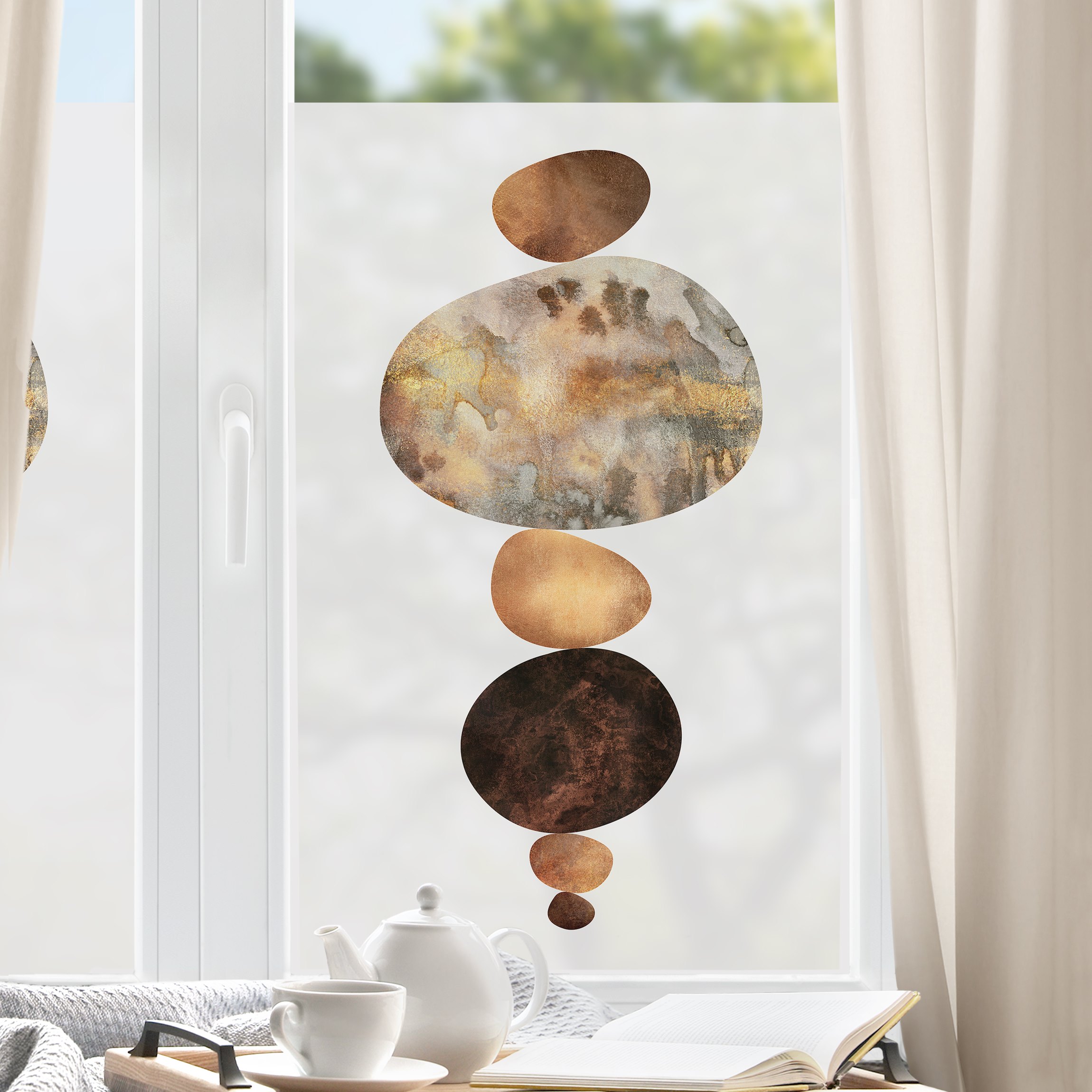 Fensterfolie Balance Weiß Gold