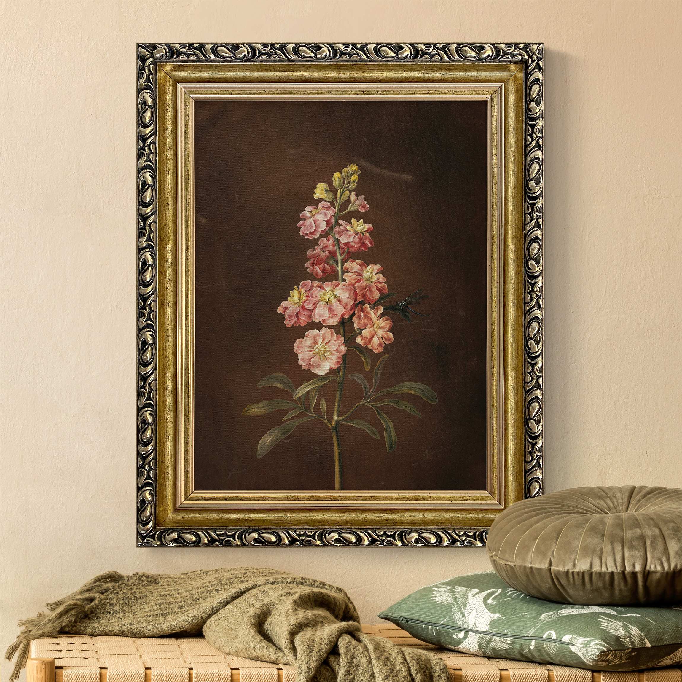 Leinwandbild in Barockrahmen Barbara Regina Dietzsch - Eine rosa Garten-Levkkoje