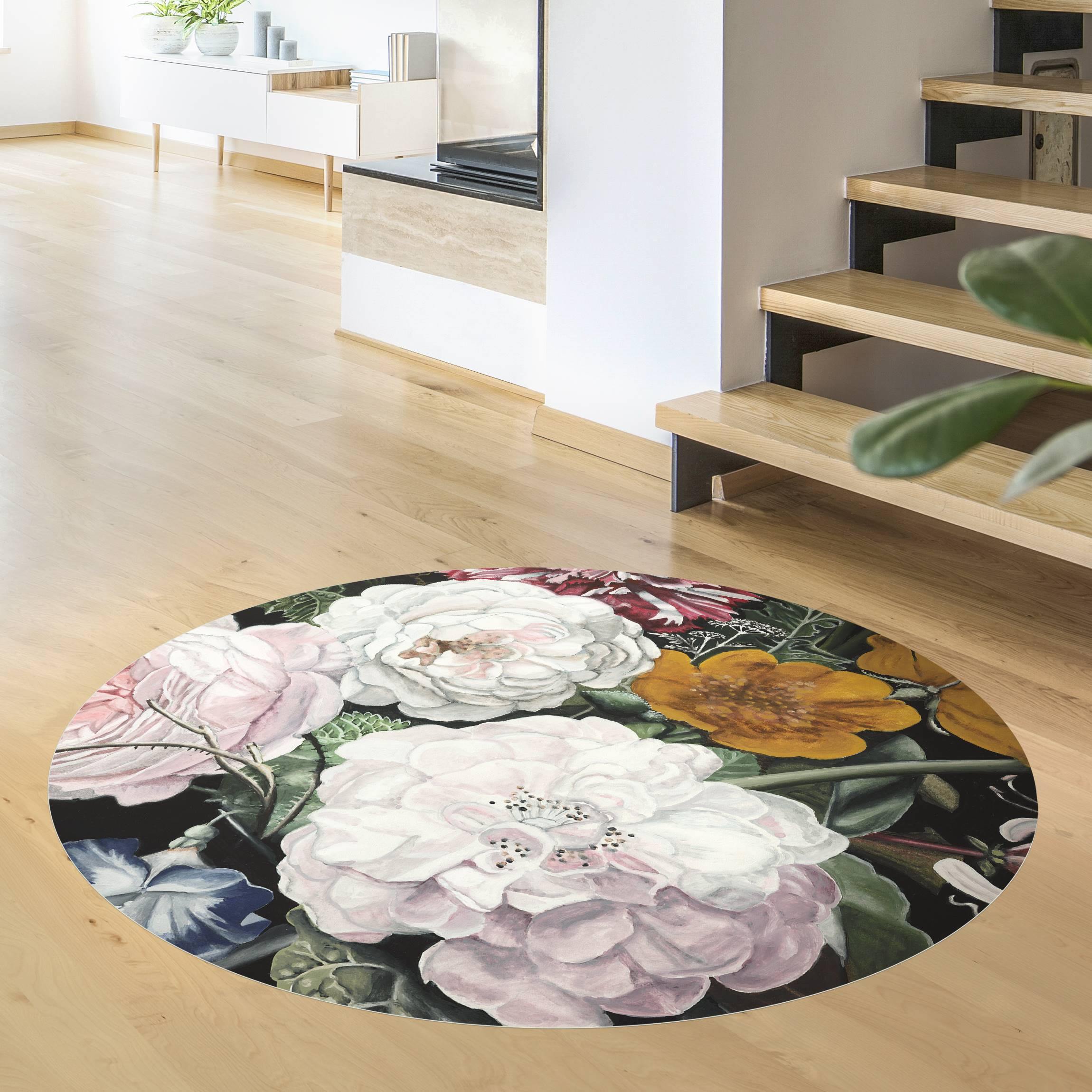 Runder Vinyl-Teppich Barock Bouquet