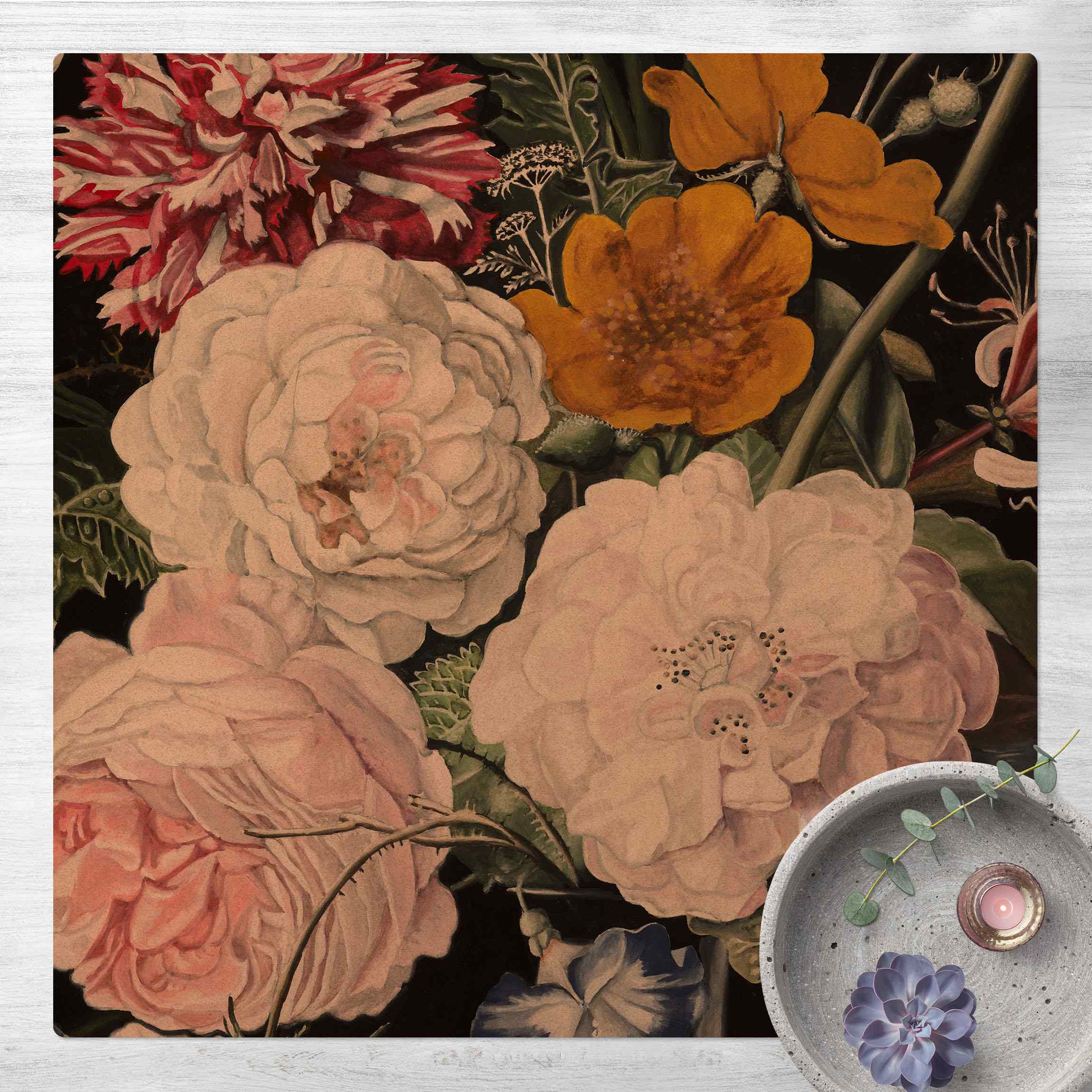 Kork-Teppich Barock Bouquet
