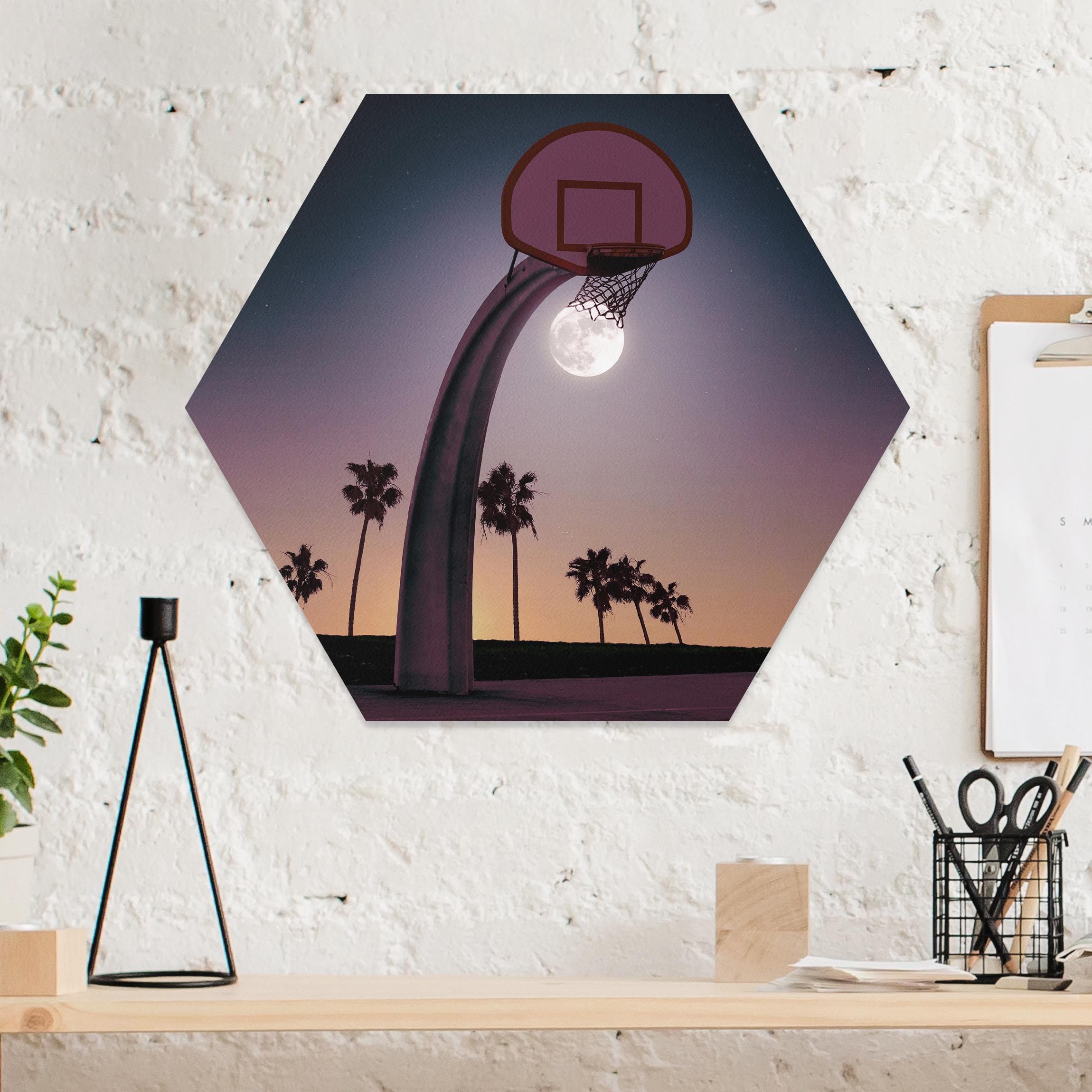 Hexagon-Forexbild Basketball mit Mond