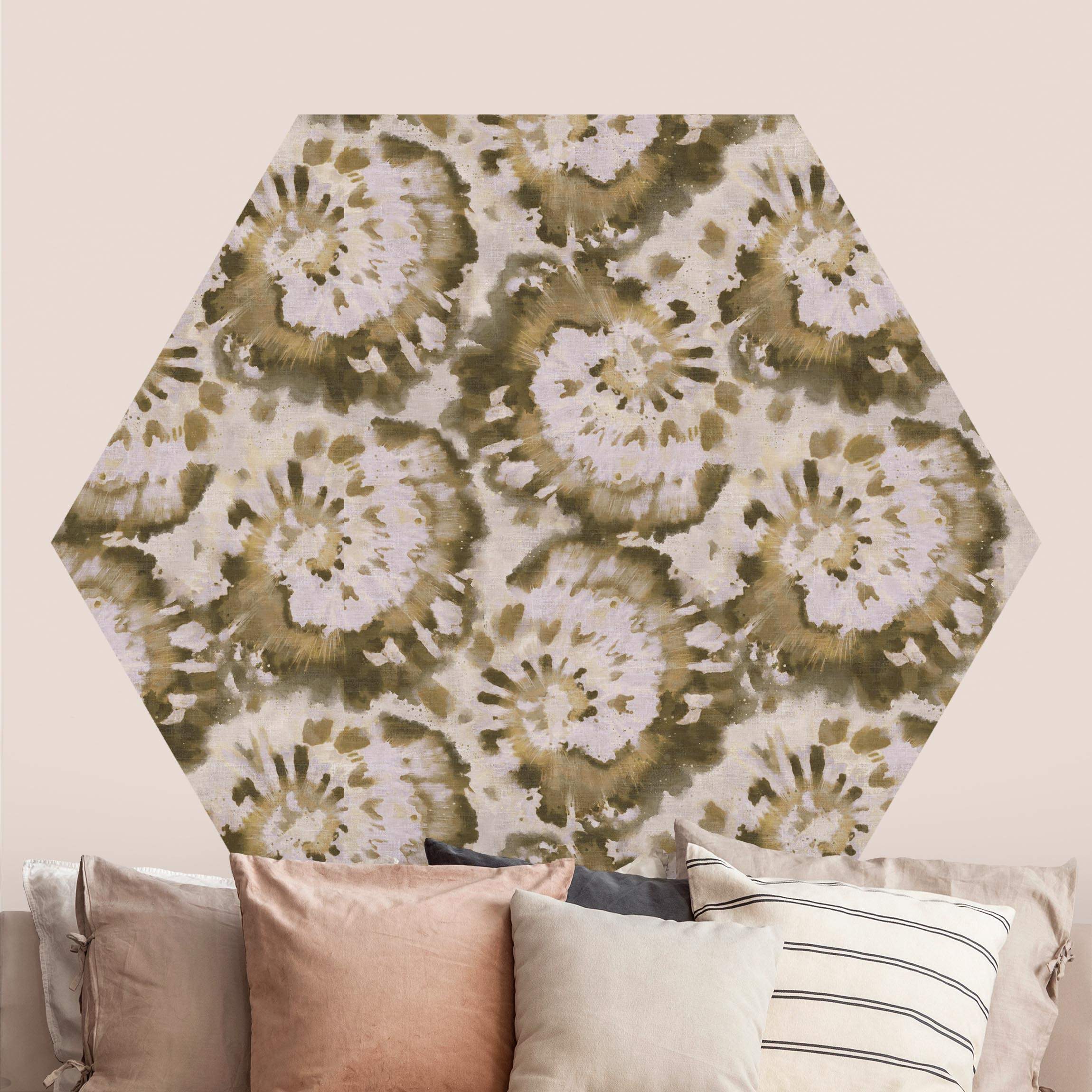 Hexagon Tapete selbstklebend Batik auf Leinwand Struktur
