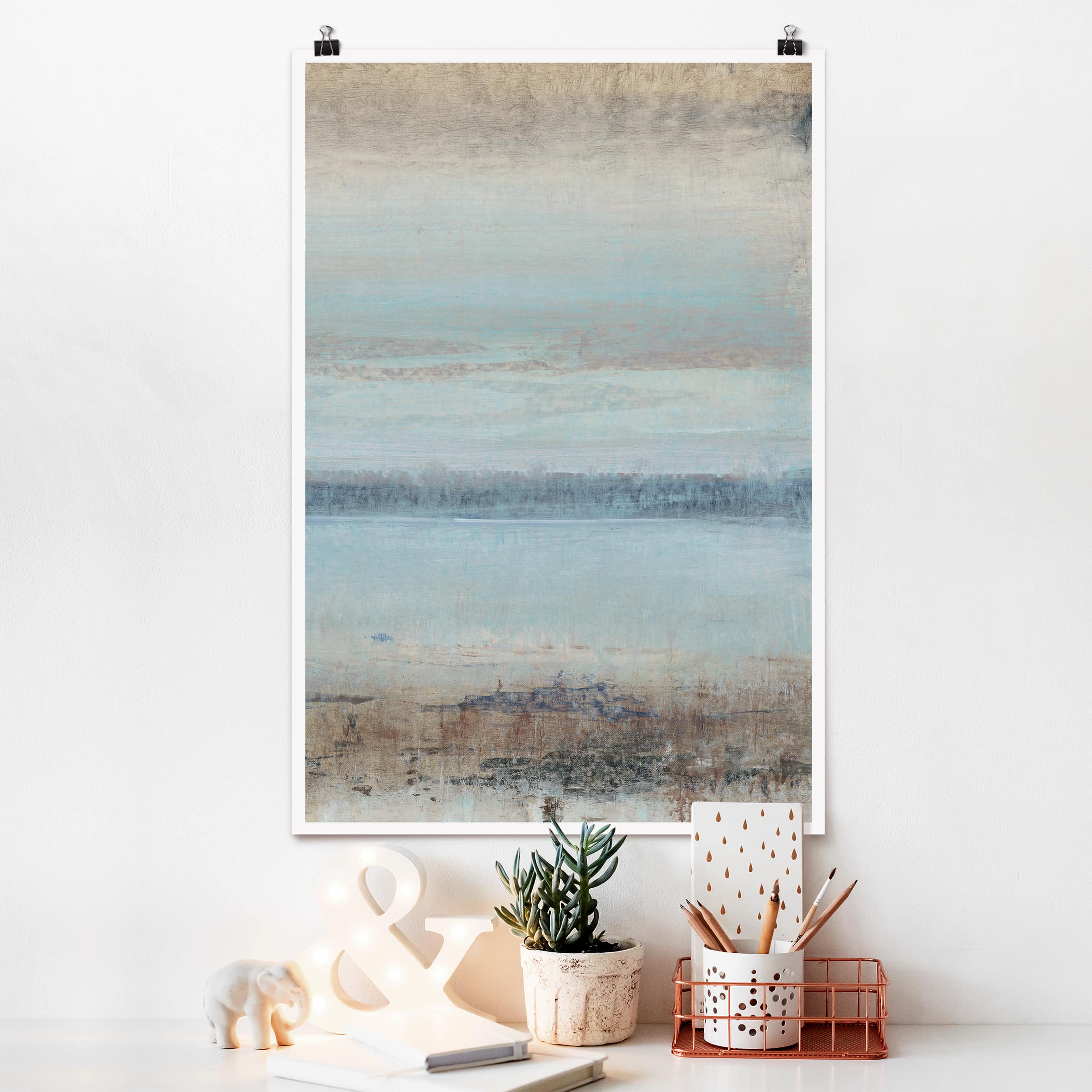 Poster - Hochformat Horizont über Blau II