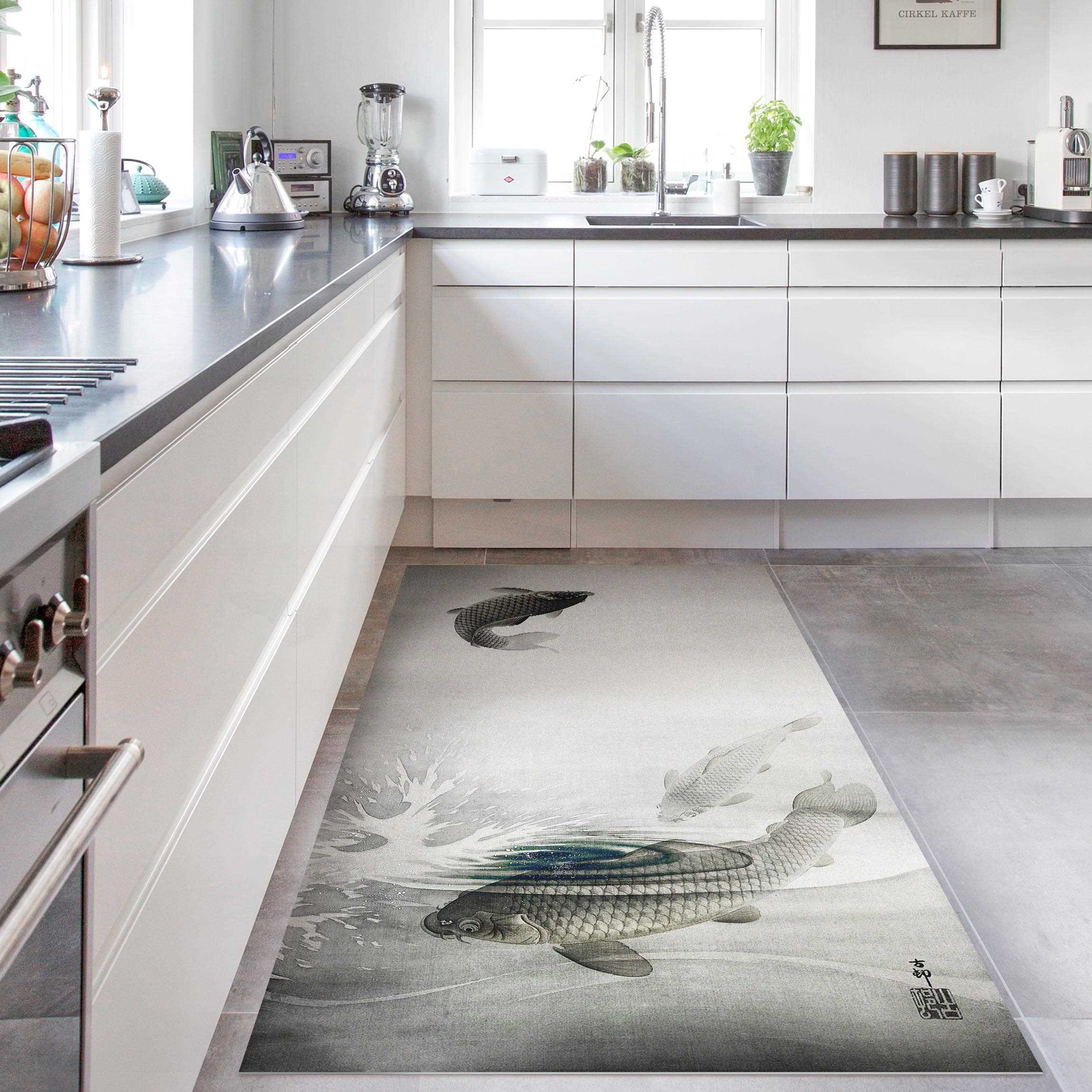 Vinylteppich Vintage Illustration Asiatische Fische III