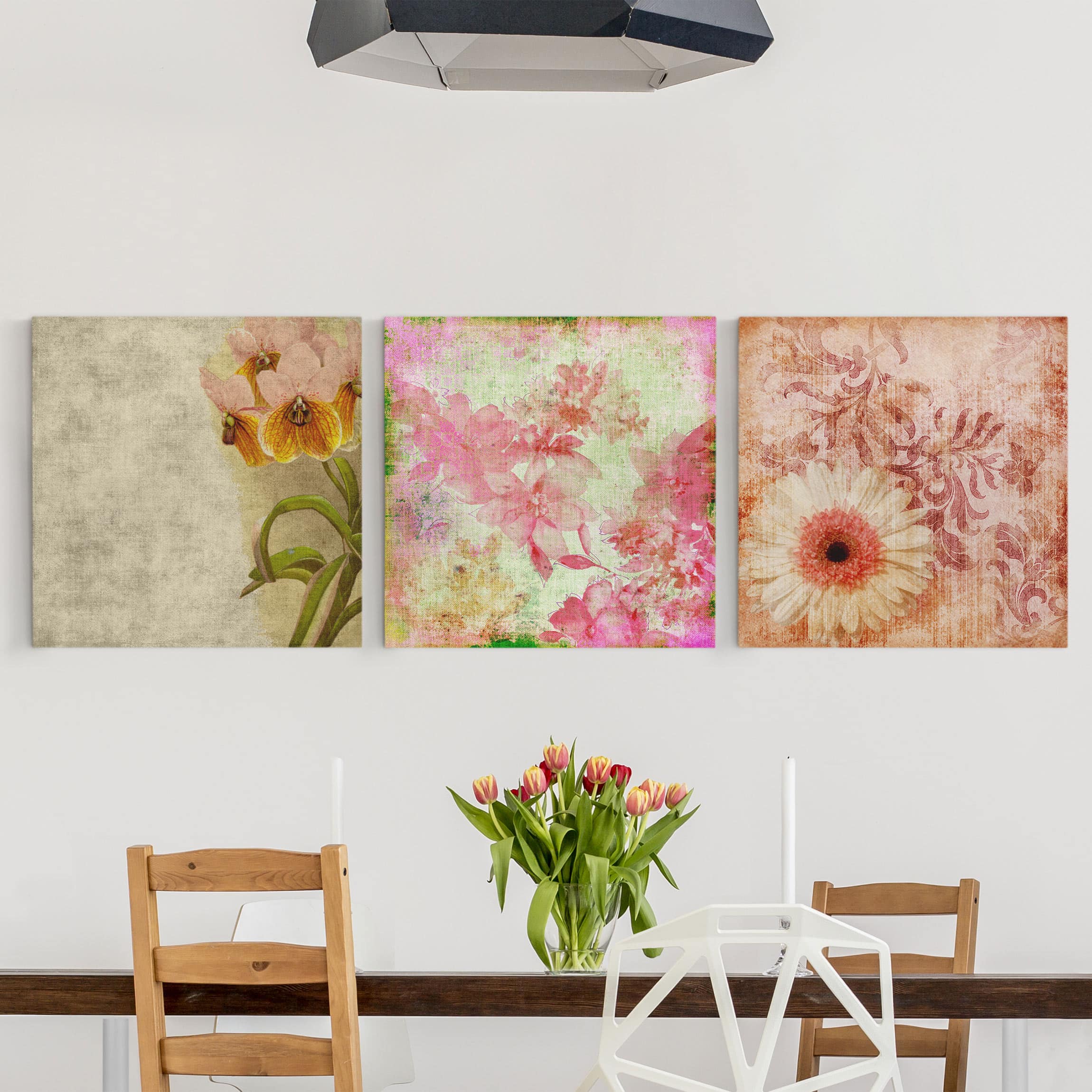3-teiliges Leinwandbild Blumen Forgotten Beauties Trio