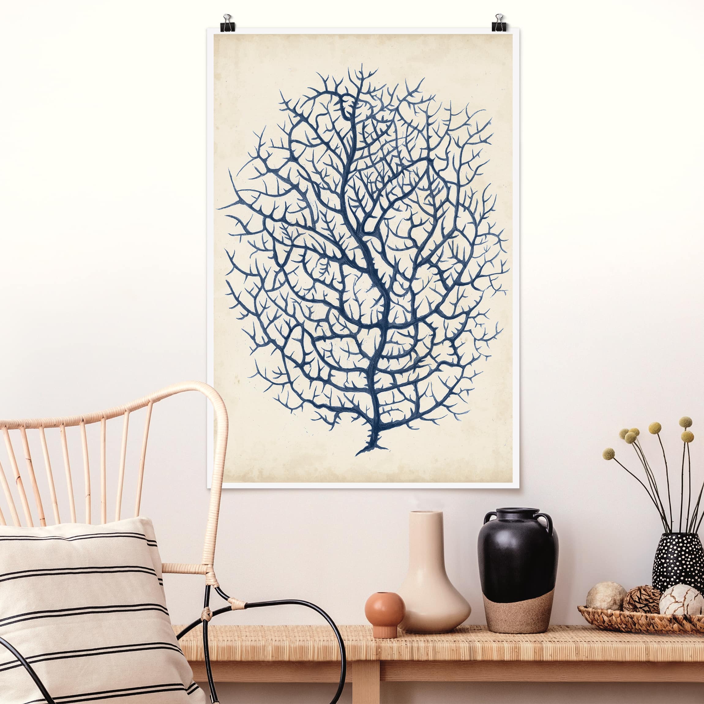 Poster - Hochformat Indigo Koralle I