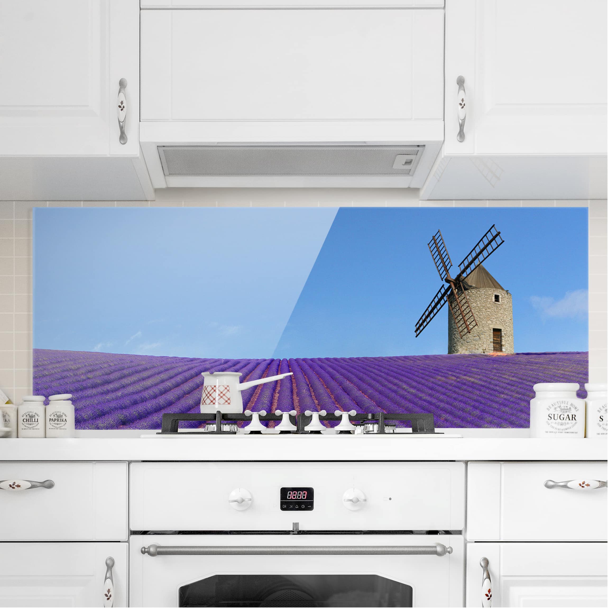 Glas Spritzschutz Lavendelduft in der Provence