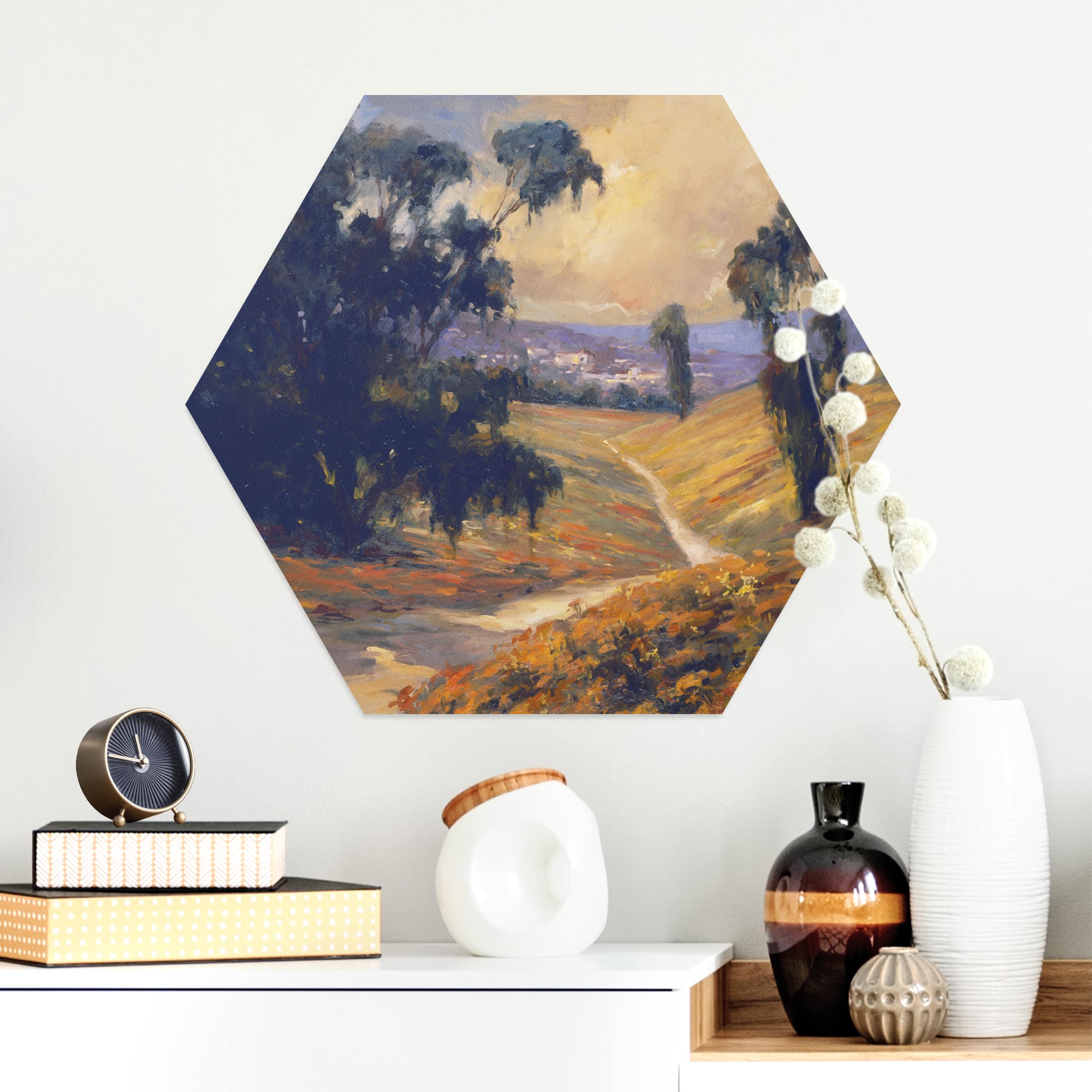 Hexagon-Alu-Dibond Bild Landschaft am Nachmittag II