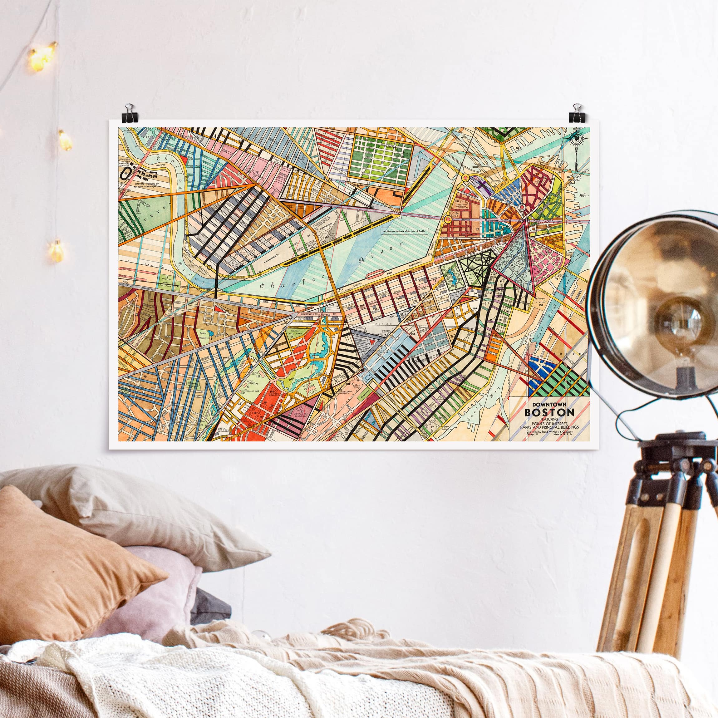 Poster - Querformat Moderne Karte von Boston
