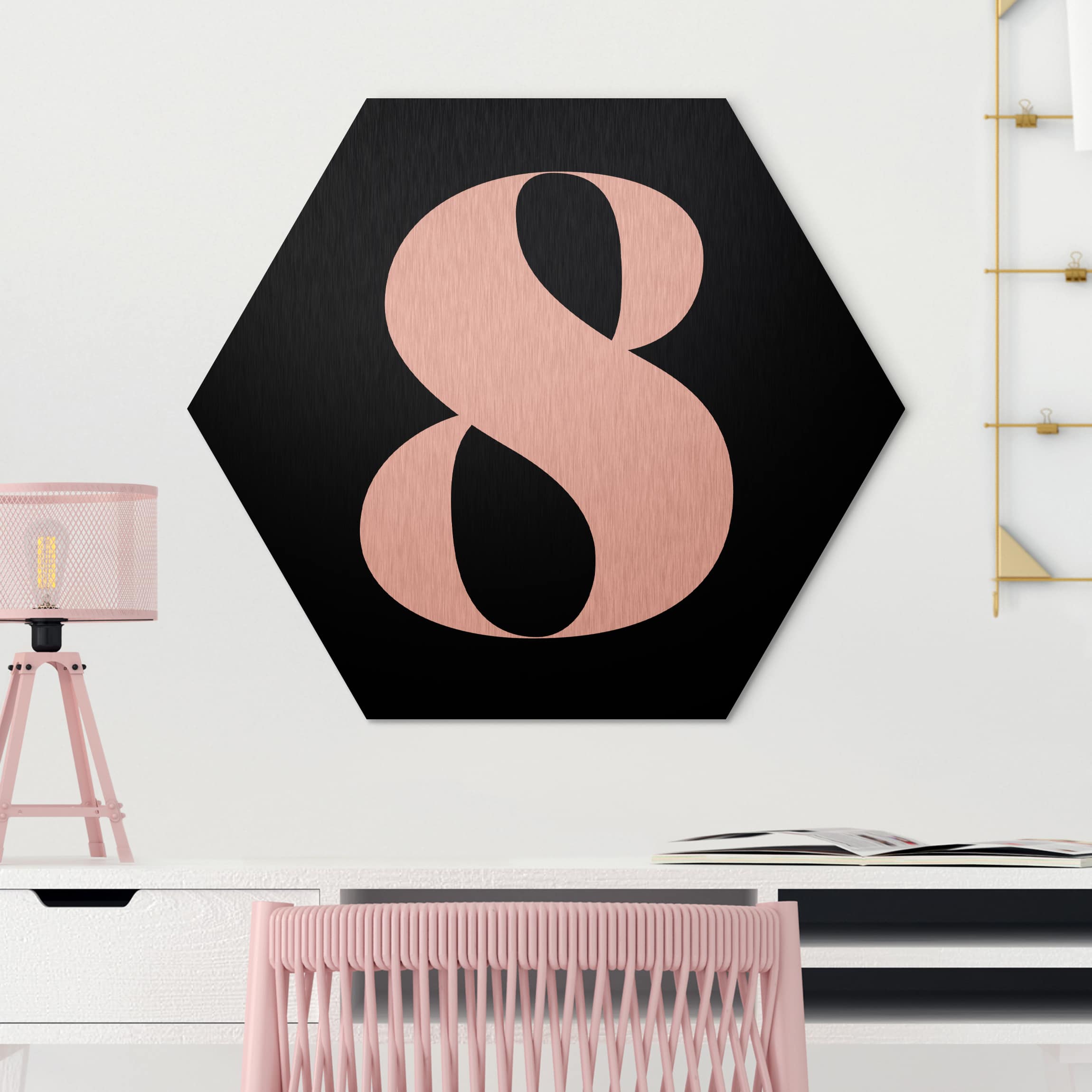 Hexagon-Alu-Dibond Bild Antiqua Zahl 8