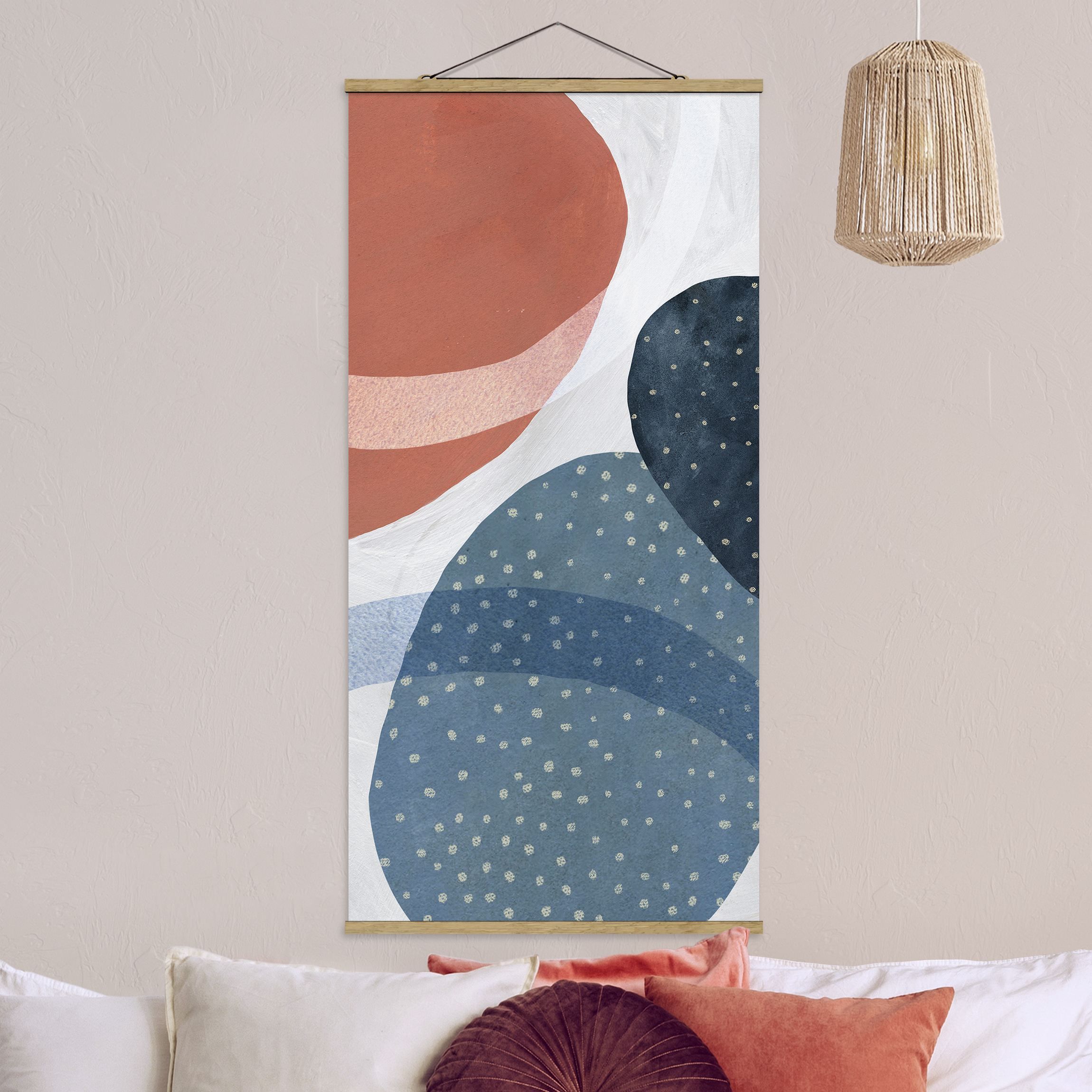 Stoffbild mit Posterleisten Orbit mit Punkten II
