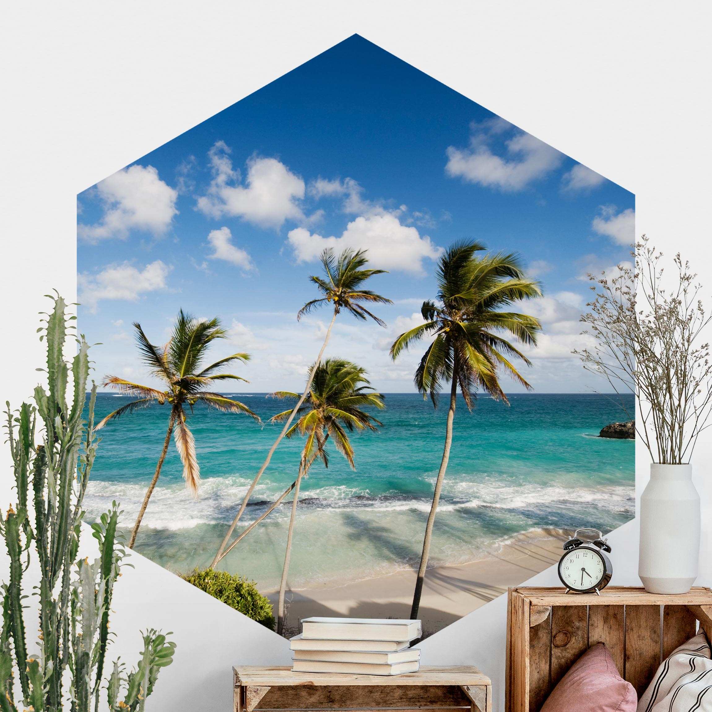 Hexagon Fototapete selbstklebend Beach of Barbados
