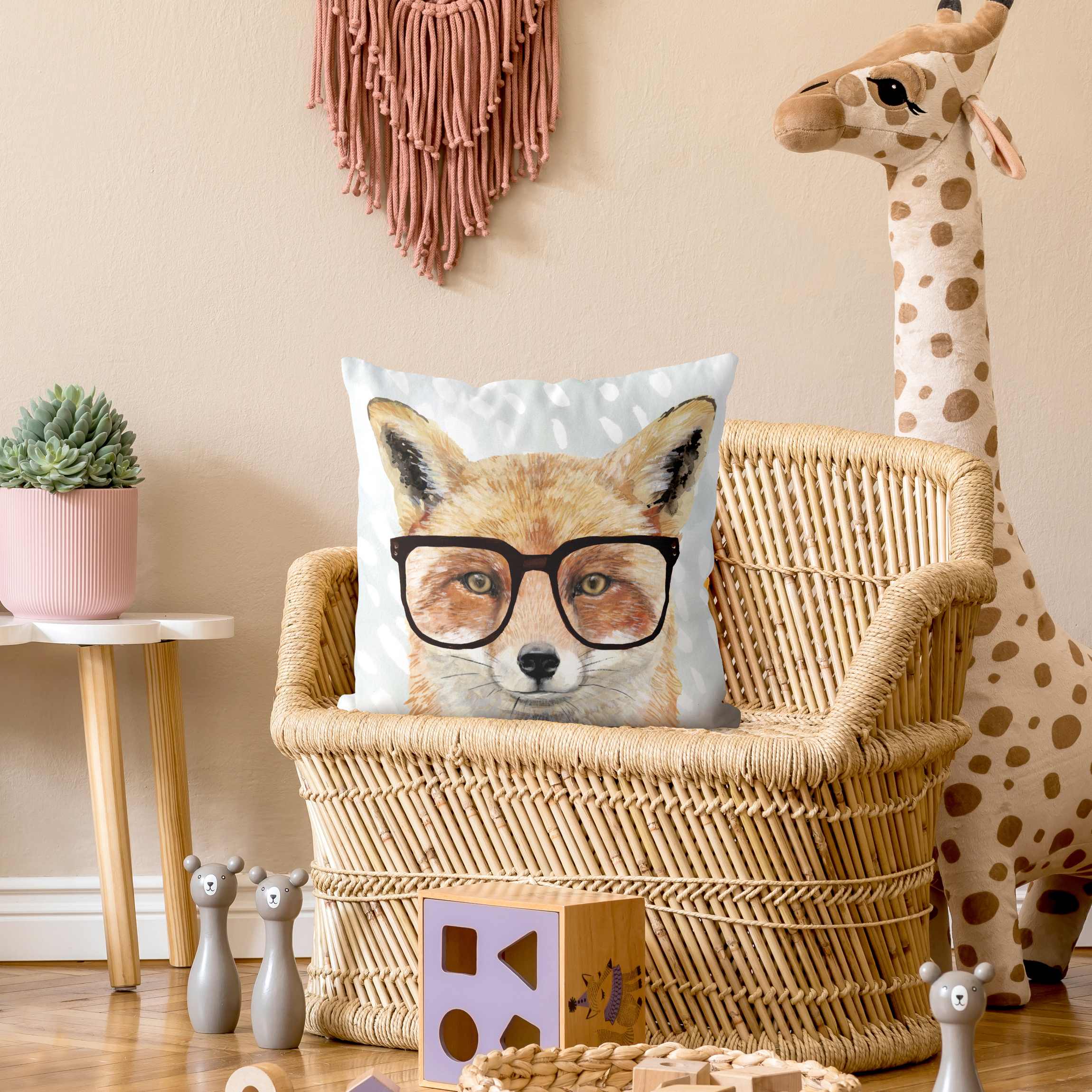 Dekokissen Bebrillte Tiere - Fuchs