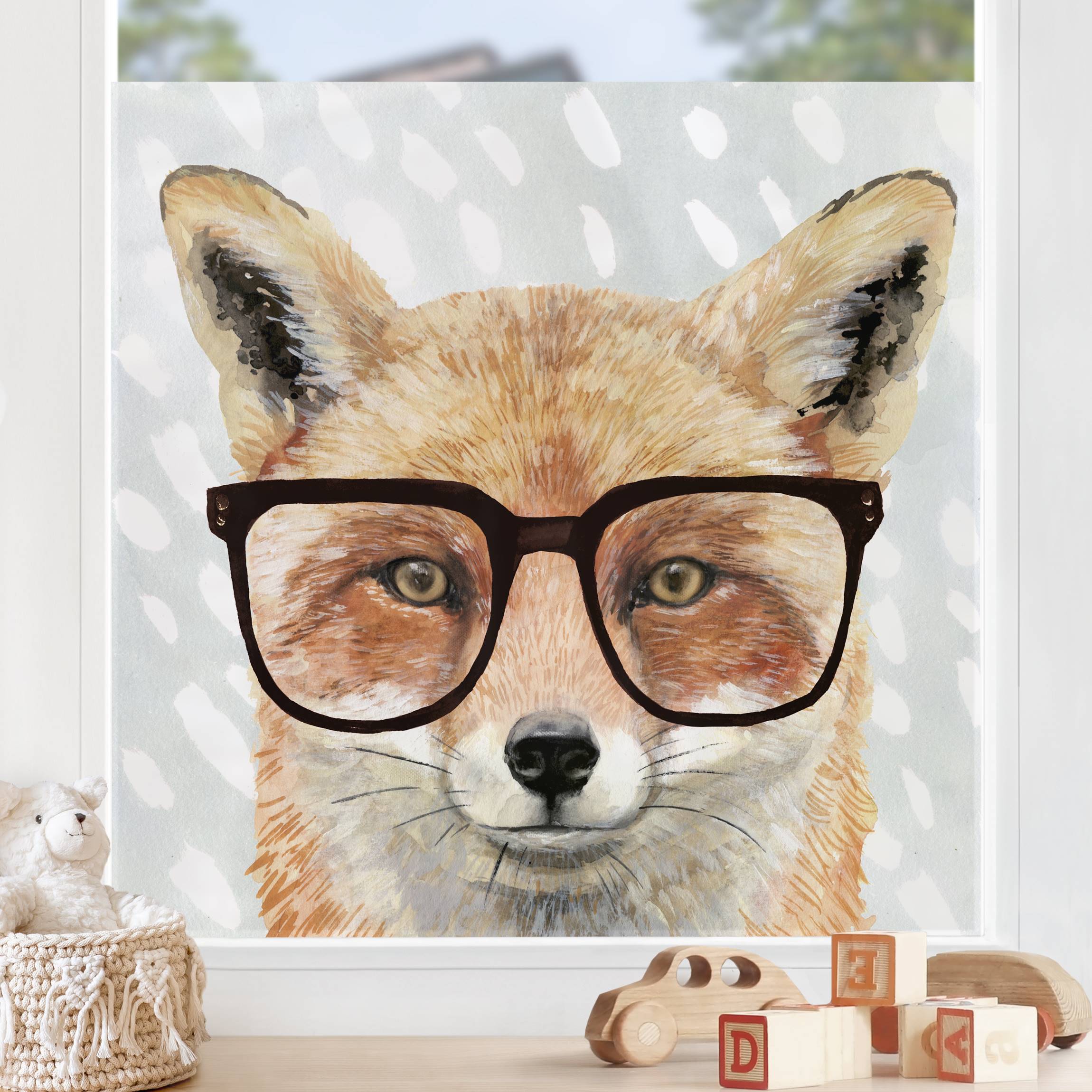 Fensterfolie Bebrillte Tiere - Fuchs