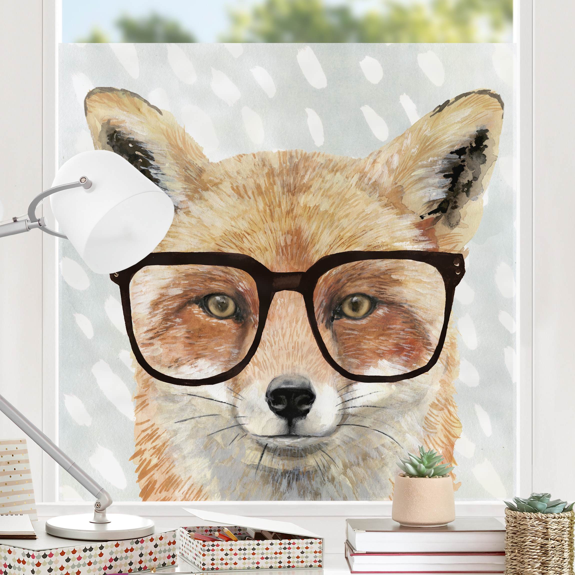 Fensterfolie Bebrillte Tiere - Fuchs