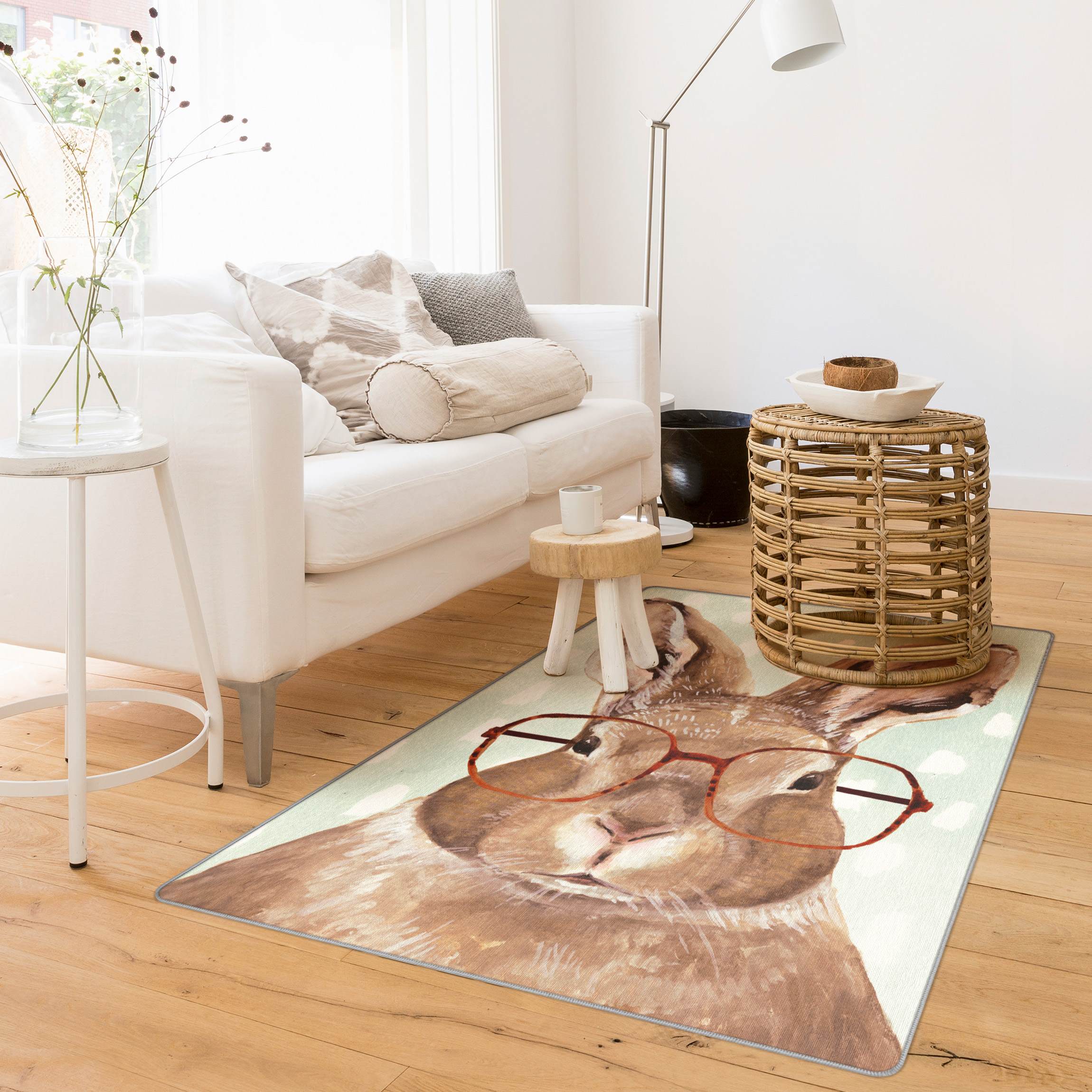 Teppich Bebrillte Tiere - Hase