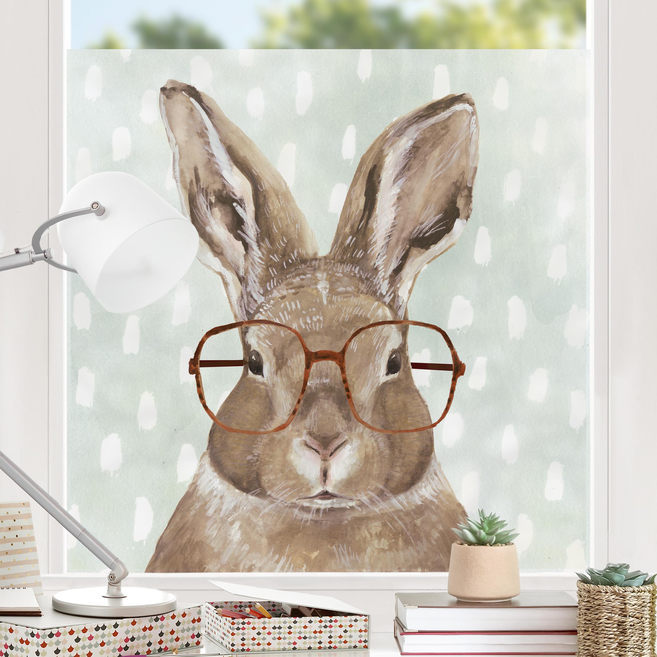 Fensterfolie Bebrillte Tiere - Hase