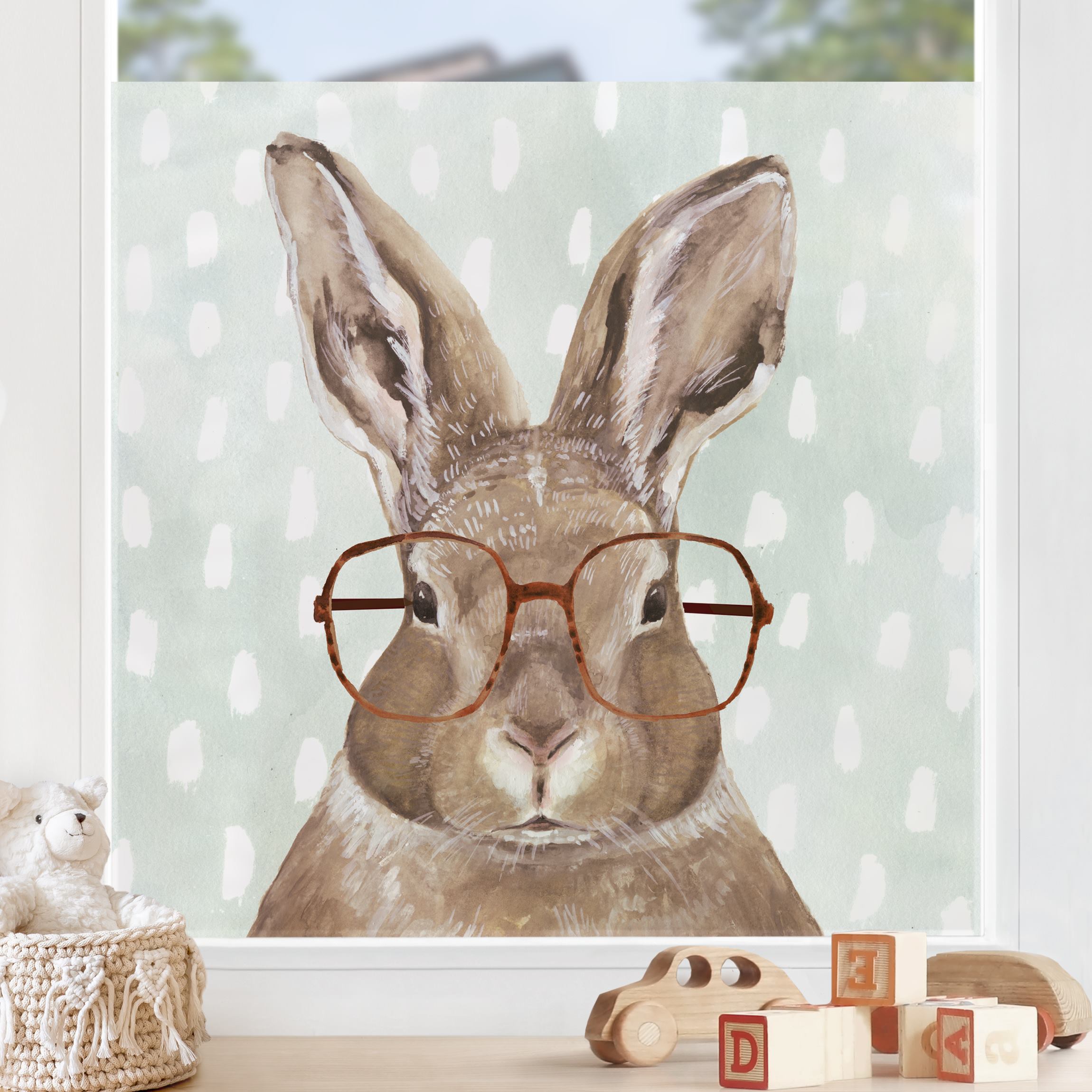 Fensterfolie Bebrillte Tiere - Hase