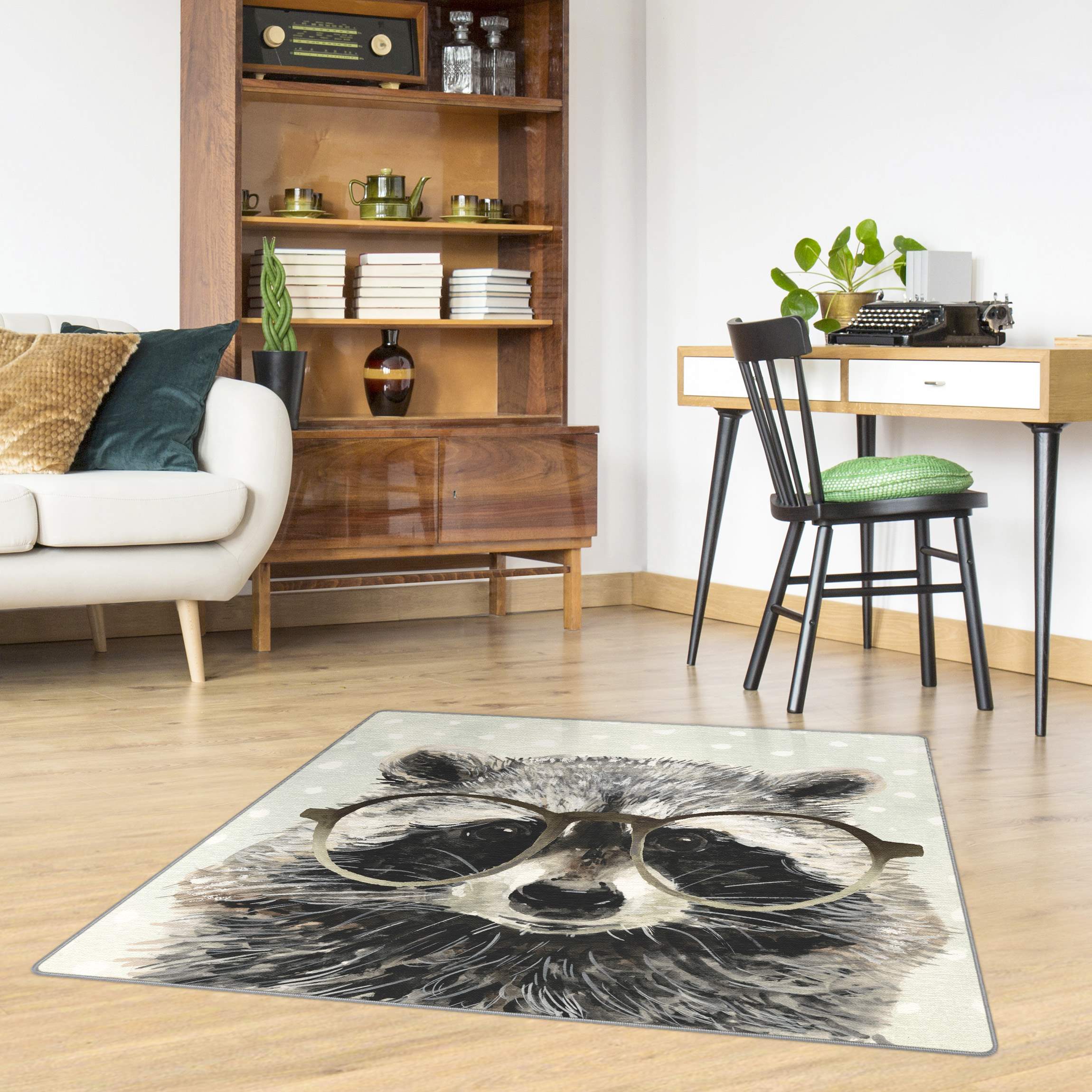 Teppich Bebrillte Tiere - Waschbär