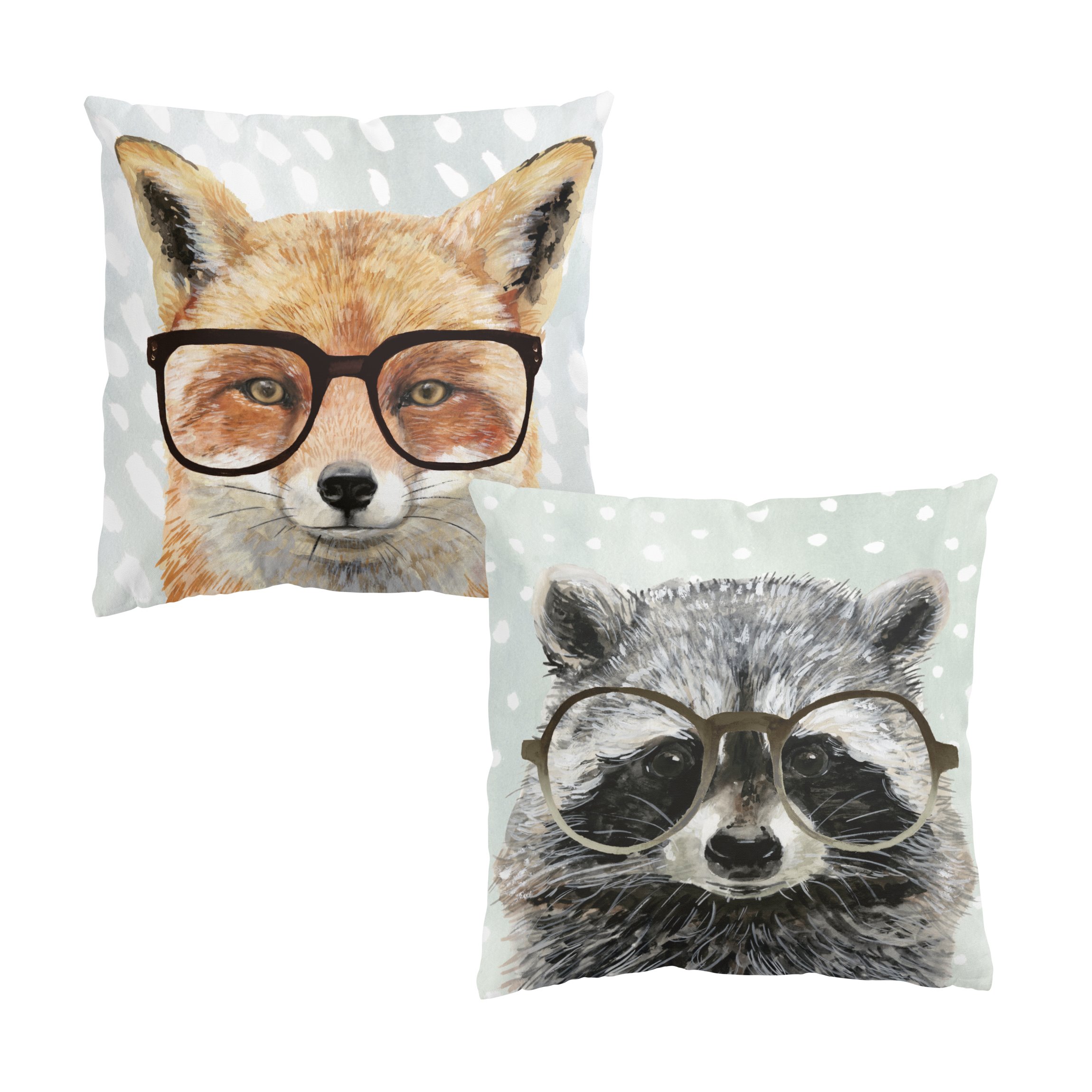 Dekokissen 2er Set Bebrillte Tiere Set III