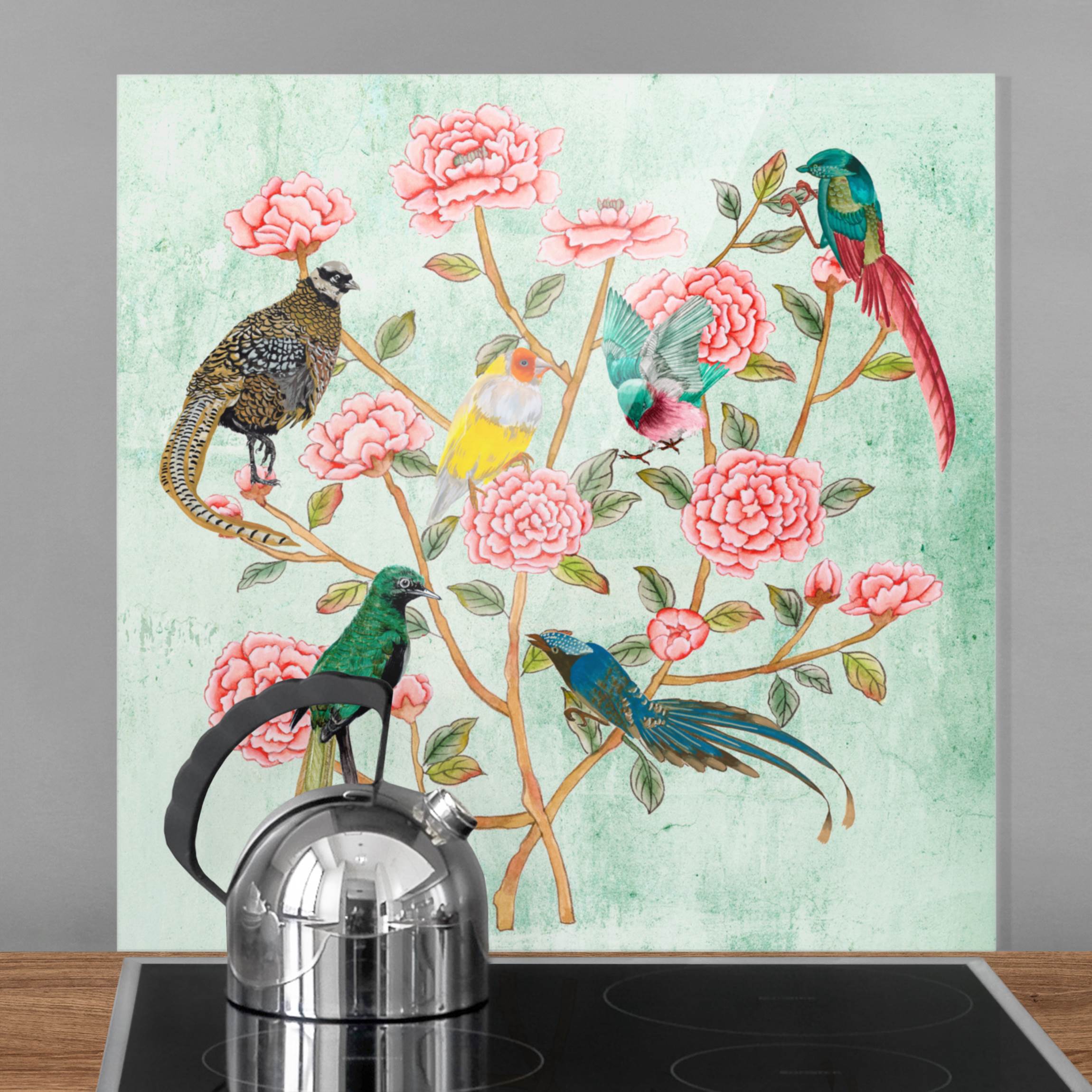 Spritzschutz Chinoiserie Collage in Mint II