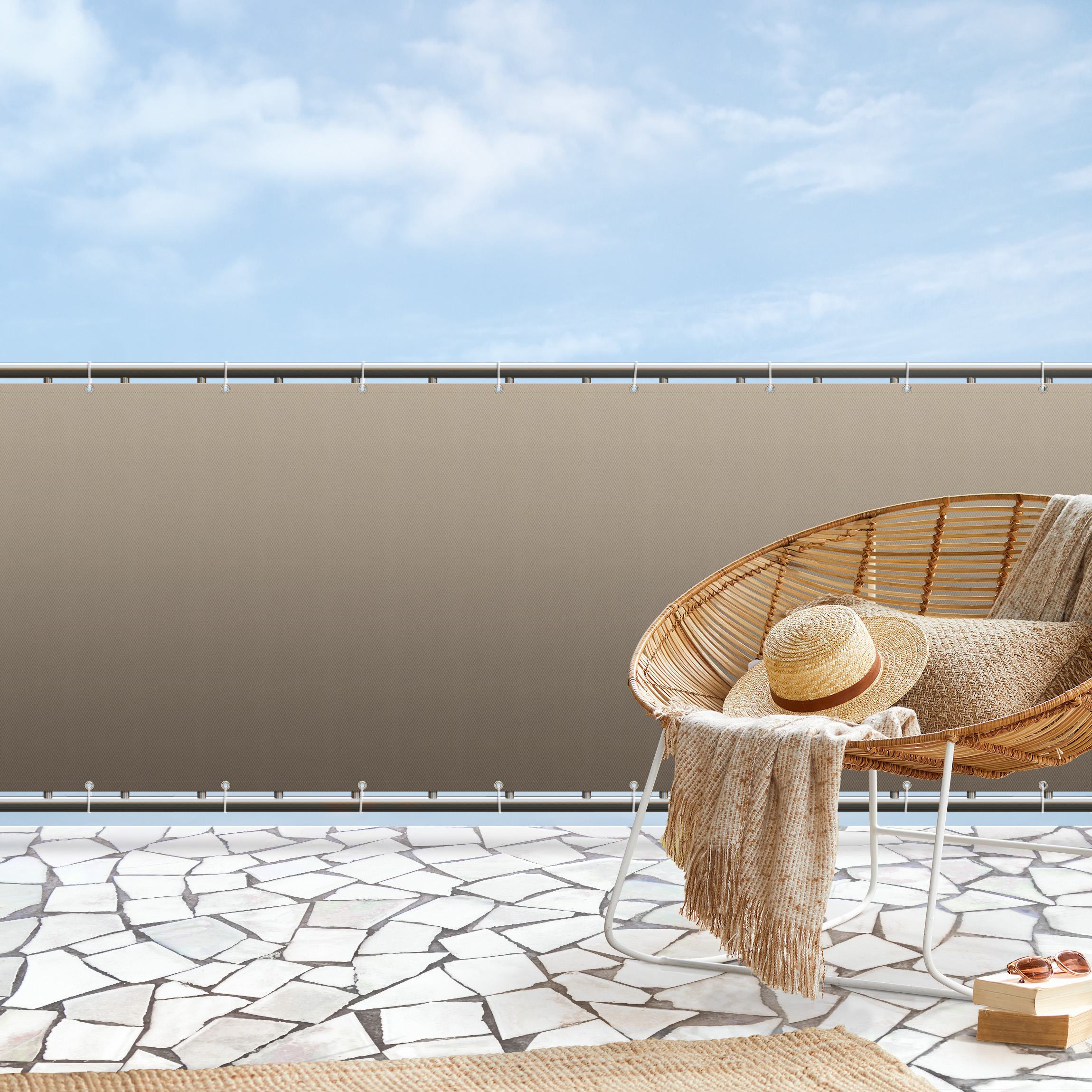Balkon Sichtschutz Beige Farbverlauf