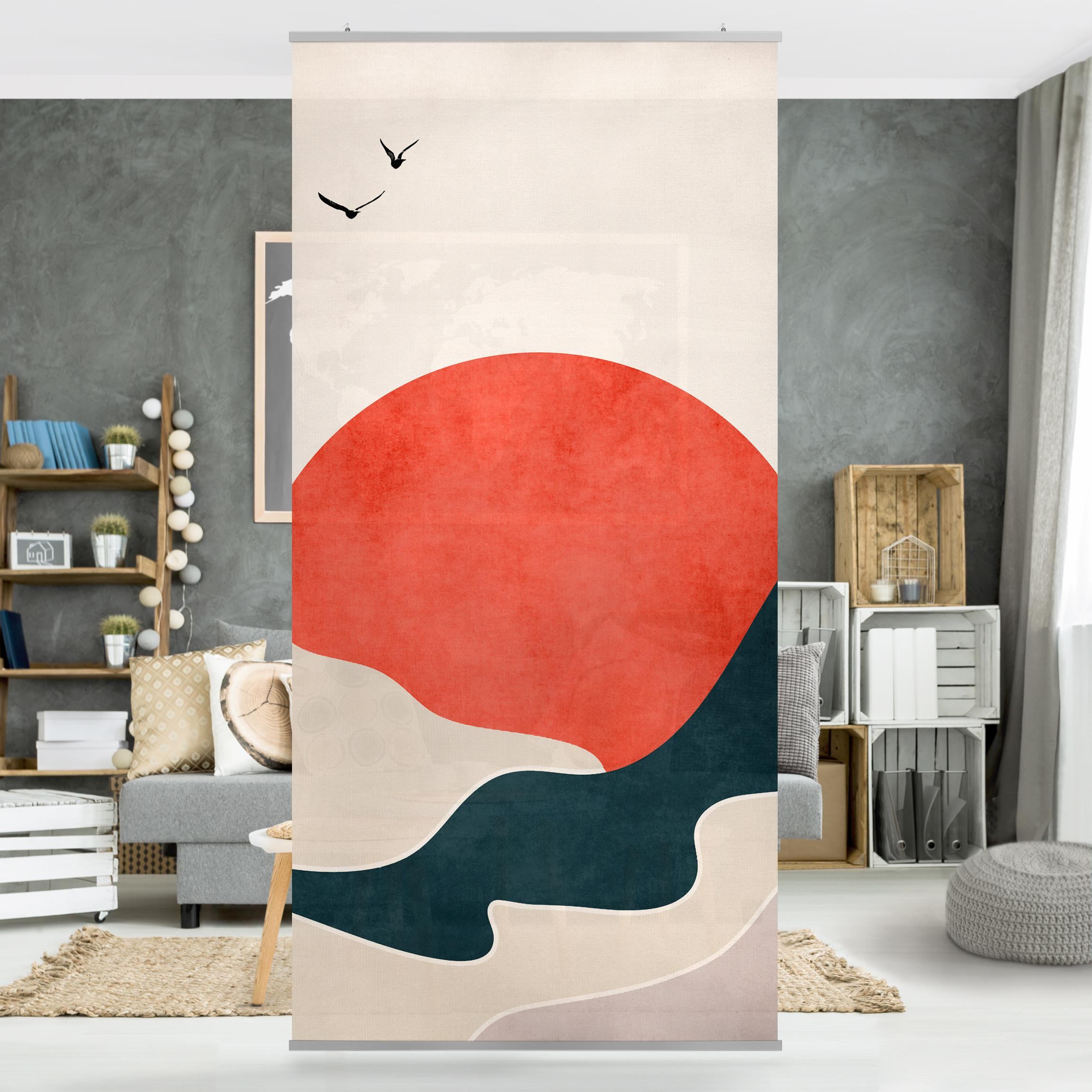 Raumteiler Berge in rotem Sonnenuntergang