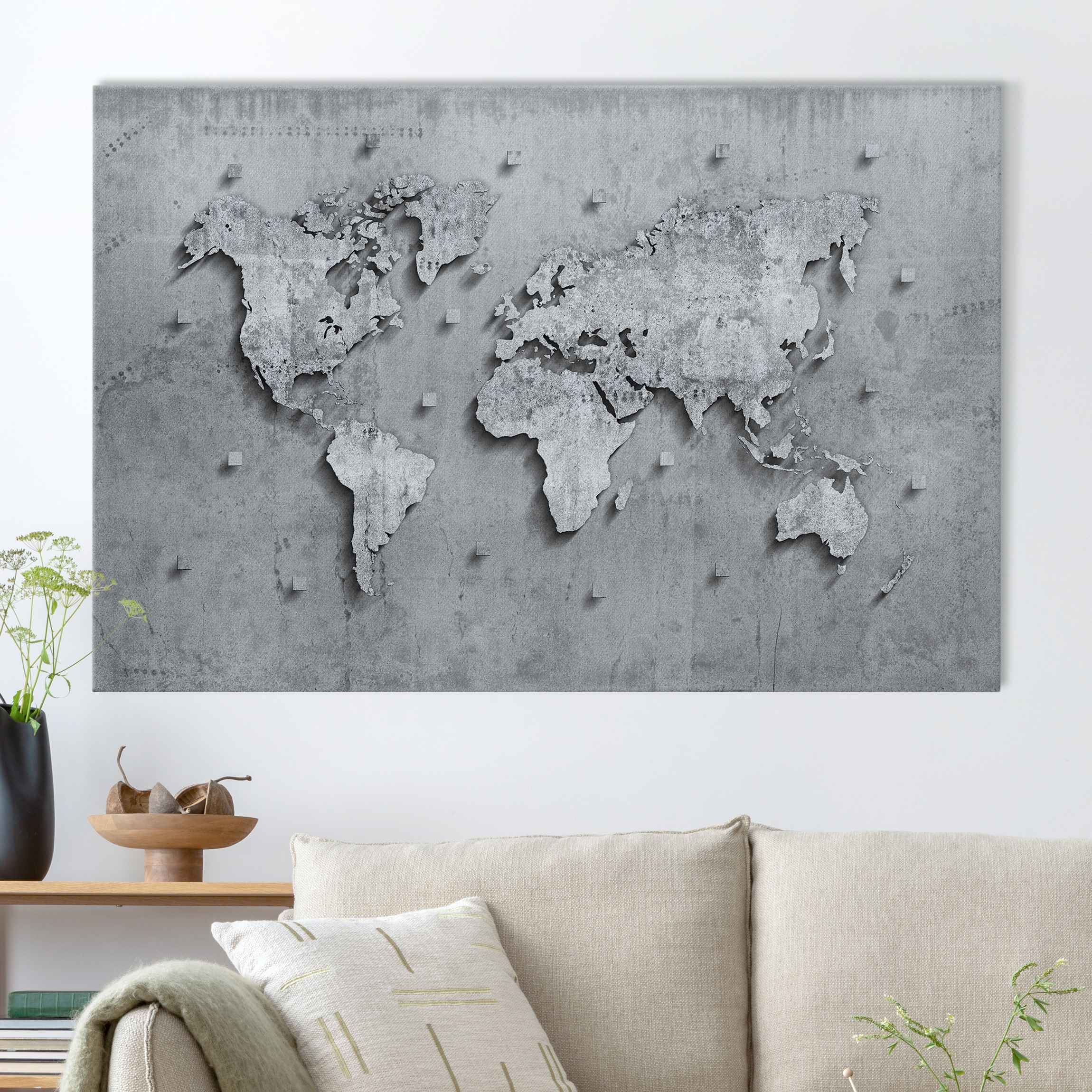 Akustikbild Beton Weltkarte