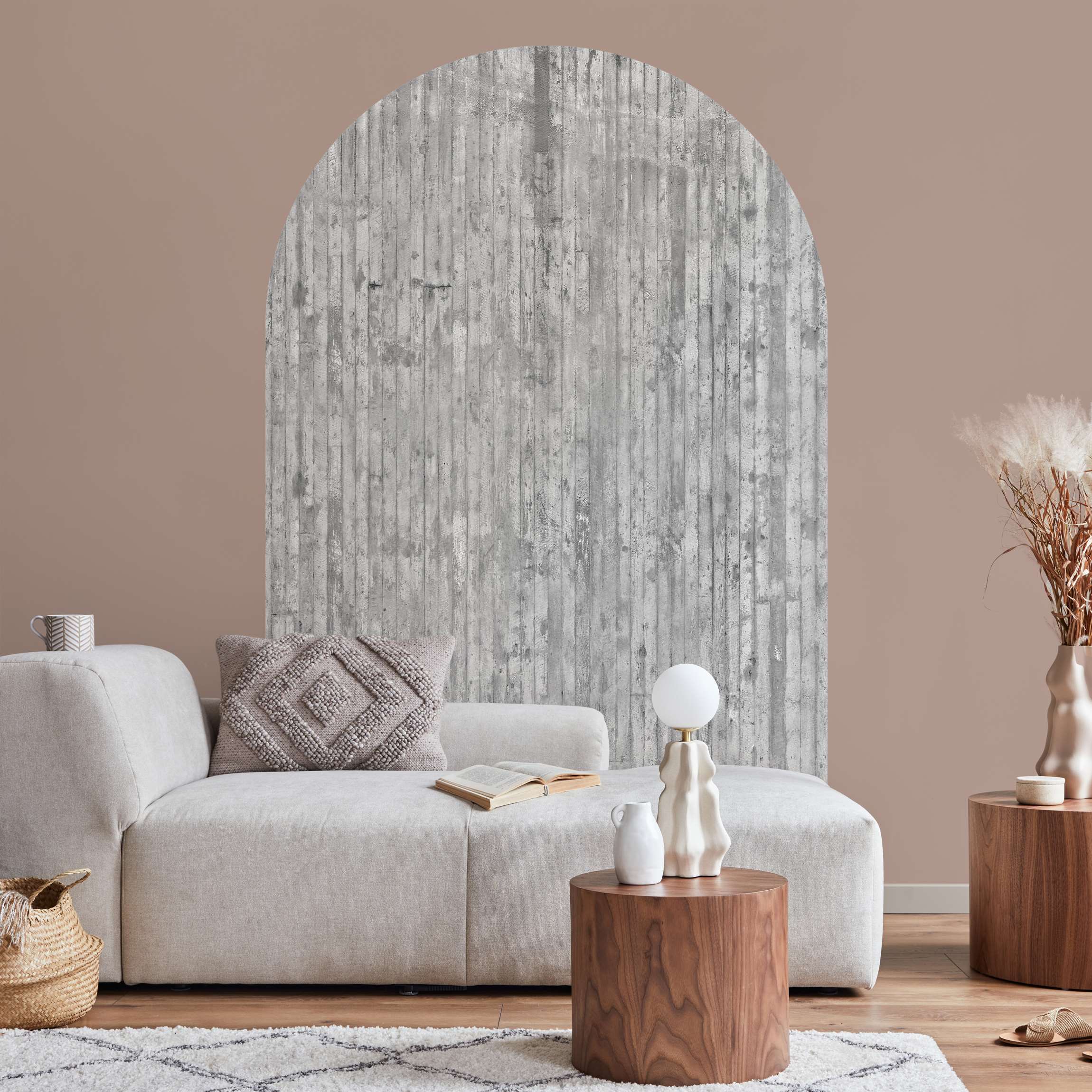 Rundbogen Tapete Betonoptik Tapete mit Streifen