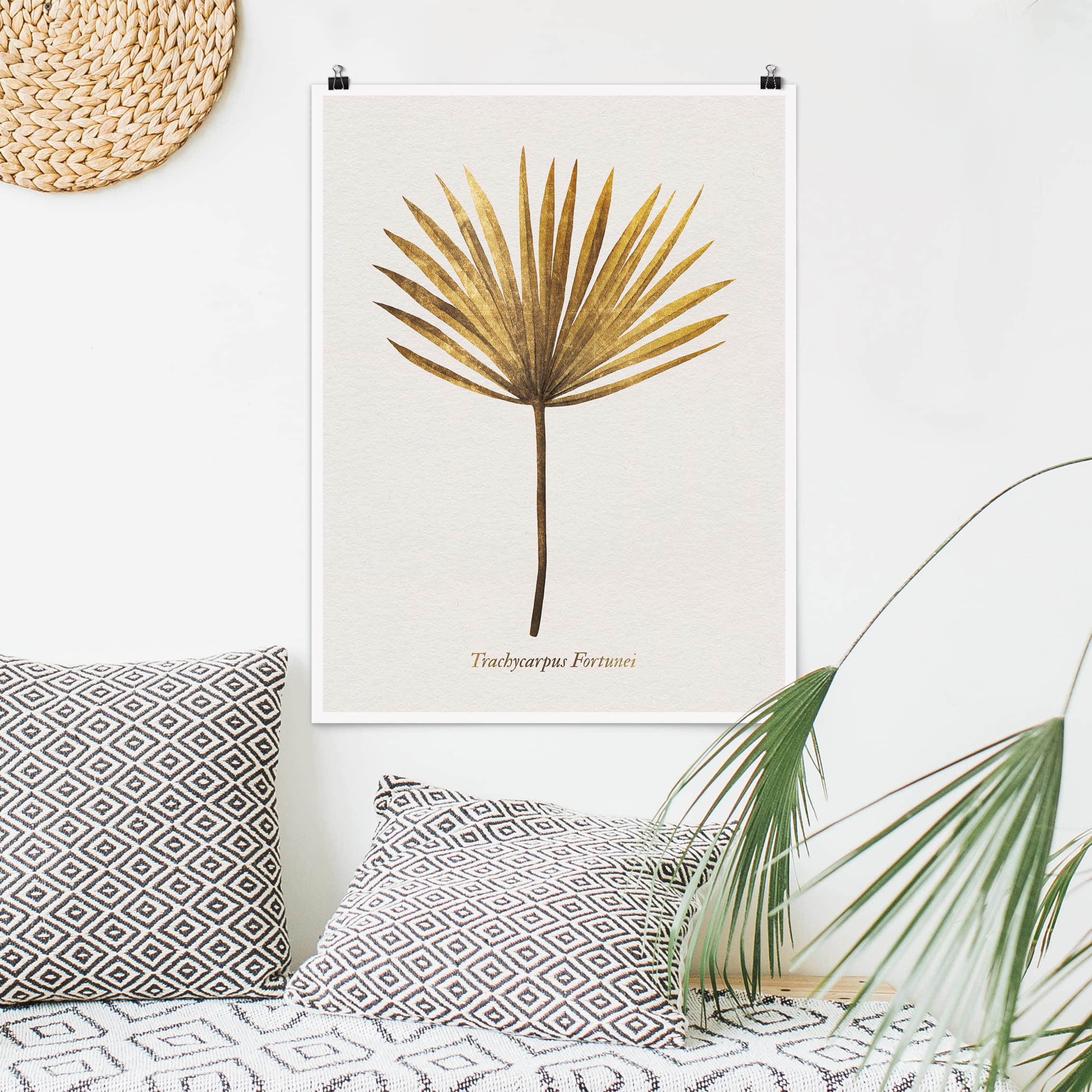 Poster Gold - Palmenblatt