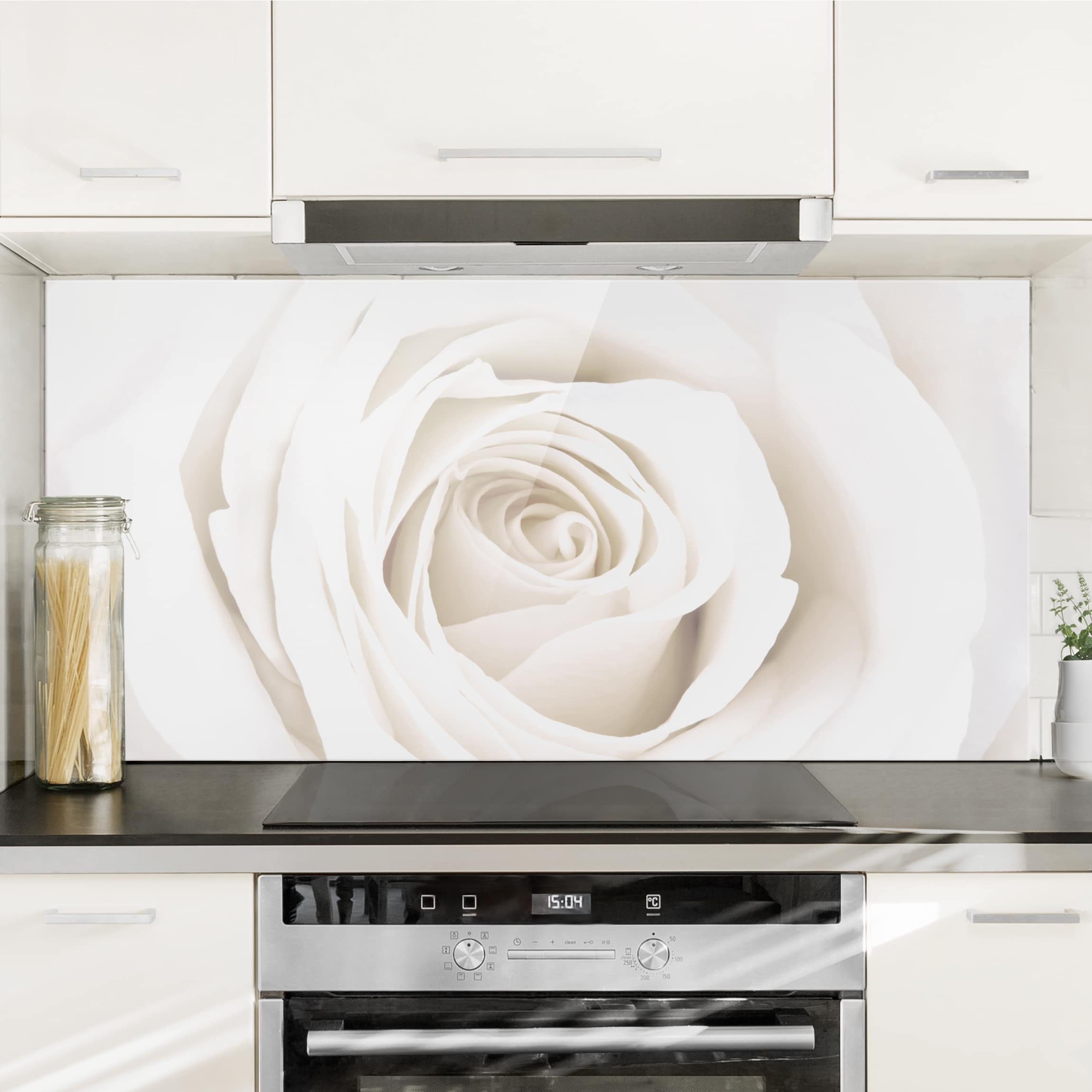 Glas Spritzschutz Pretty White Rose